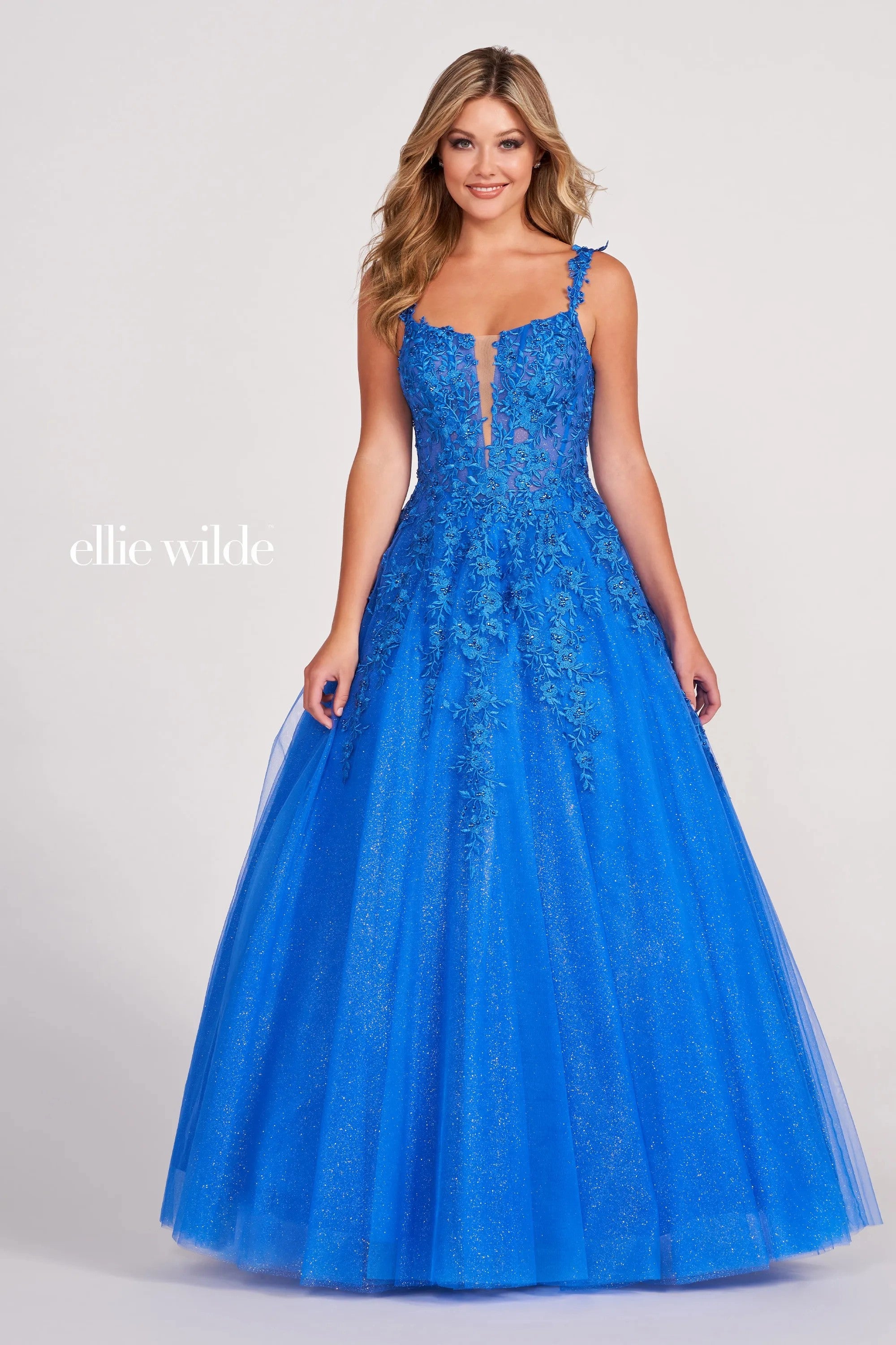 Black Ellie Wilde EW120014 Long Formal Glitter Prom Ball Gown Prom black-ellie-wilde-ew120014-long-formal-glitter-prom-ball-gown-prom