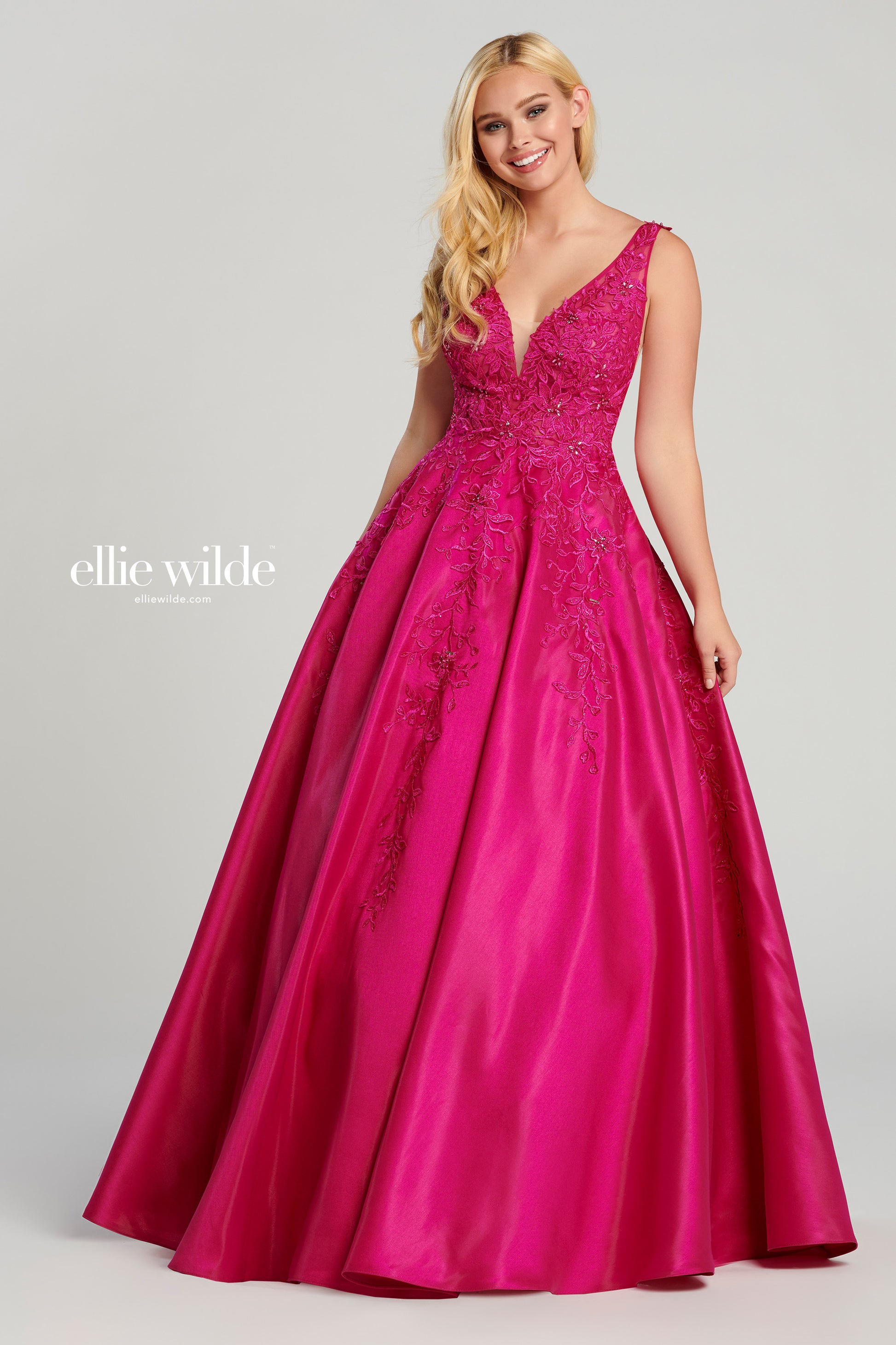Ellie Wilde EW120115 Long Ball Gown Pocket Prom Dress