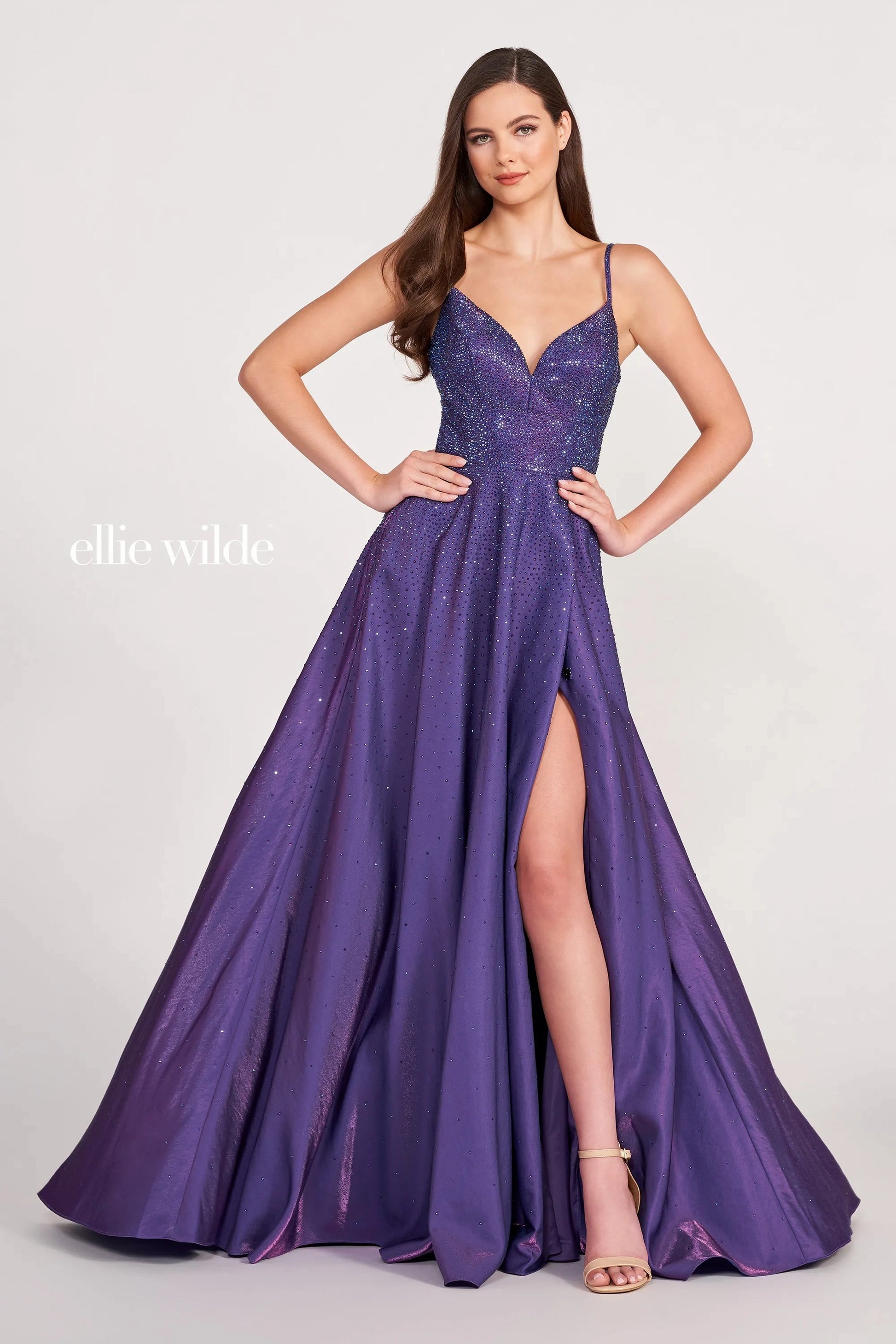 Ellie Wilde EW121001 Long Formal A Line Evening Prom Dress