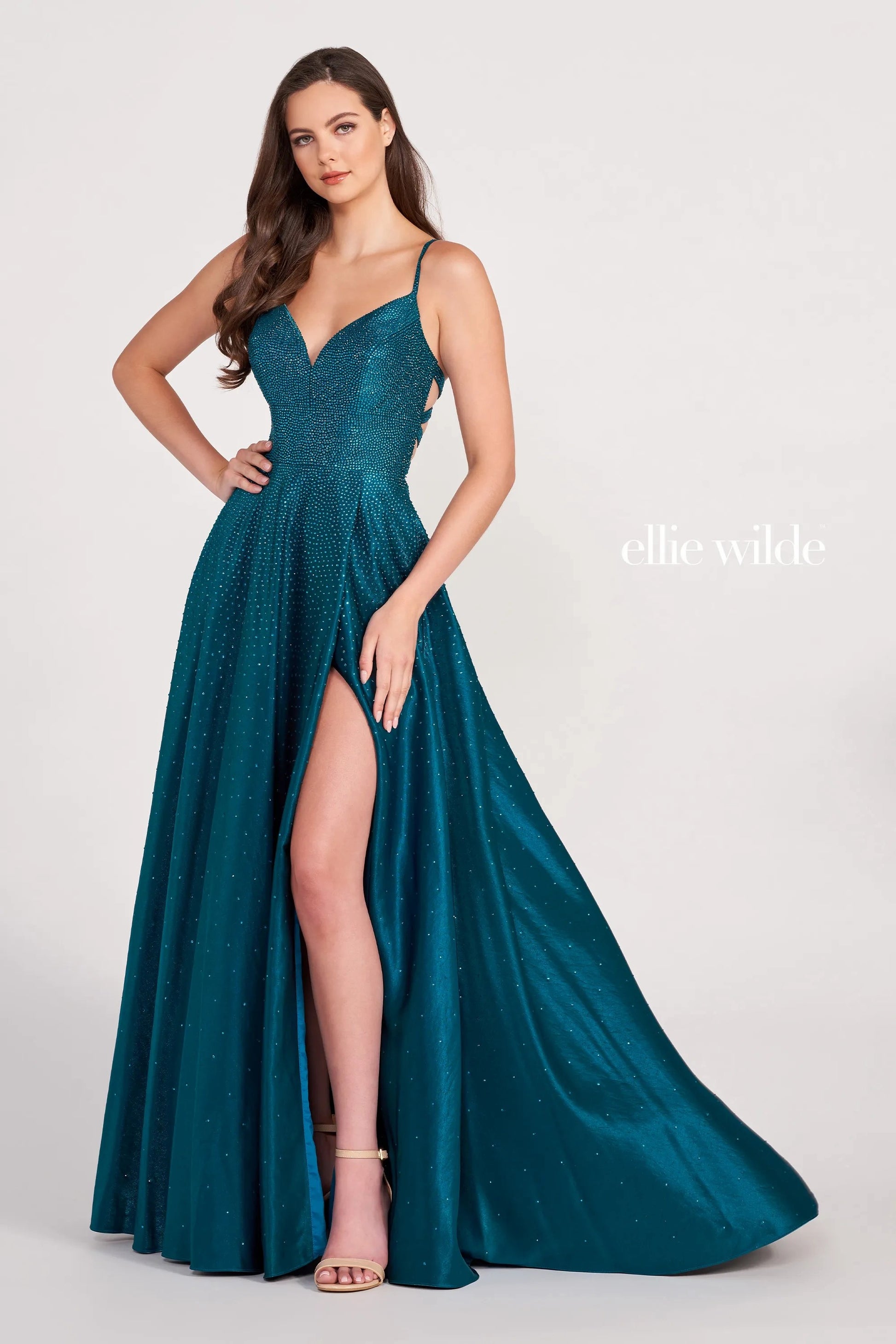 Ellie Wilde EW121001 Long Formal A Line Evening Prom Dress