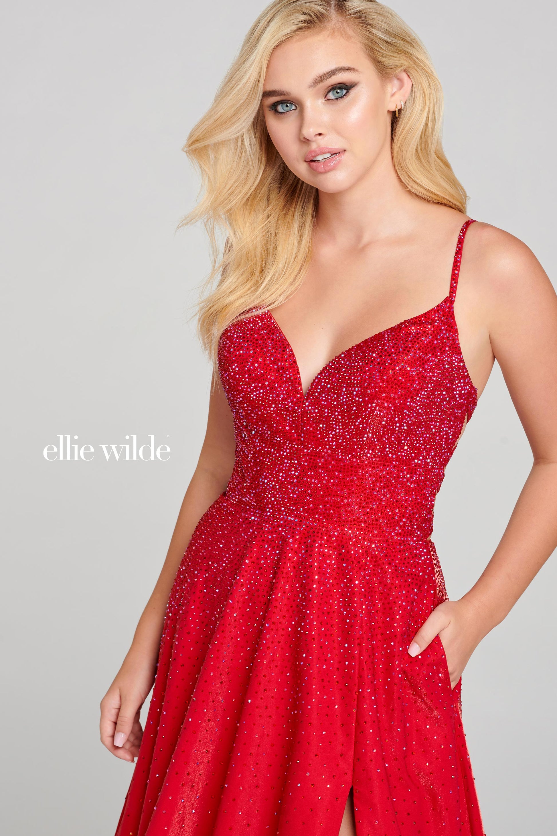 Ellie Wilde EW121001 Long Formal A Line Evening Prom Dress