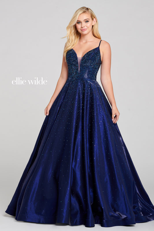 Prom Dresses Long Ball Gown Metallic Prom Dress Sapphire