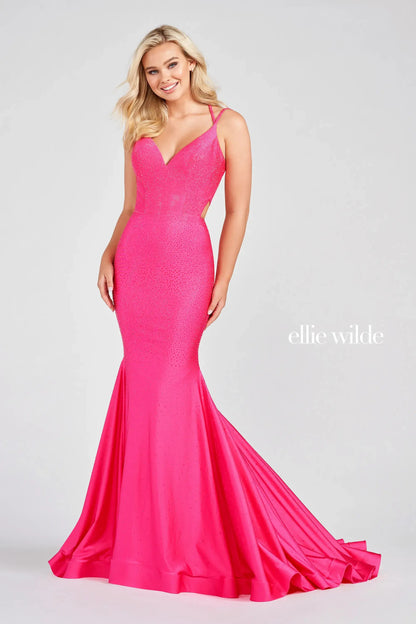 Prom Dresses Mermaid Long Formal Beaded Prom Gown Hot Pink