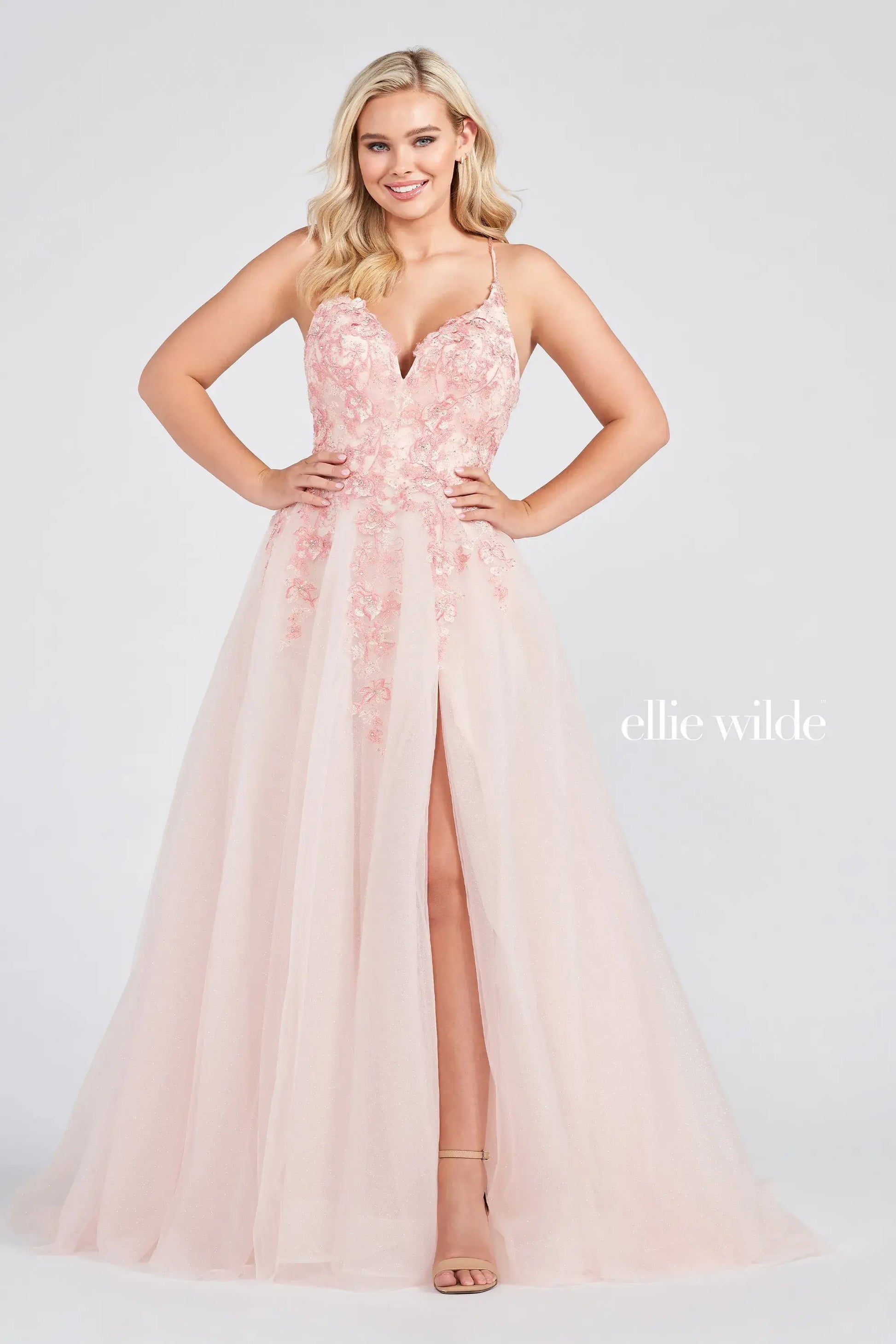 Ellie Wilde EW122014 Long Formal A Line Evening Prom Dress