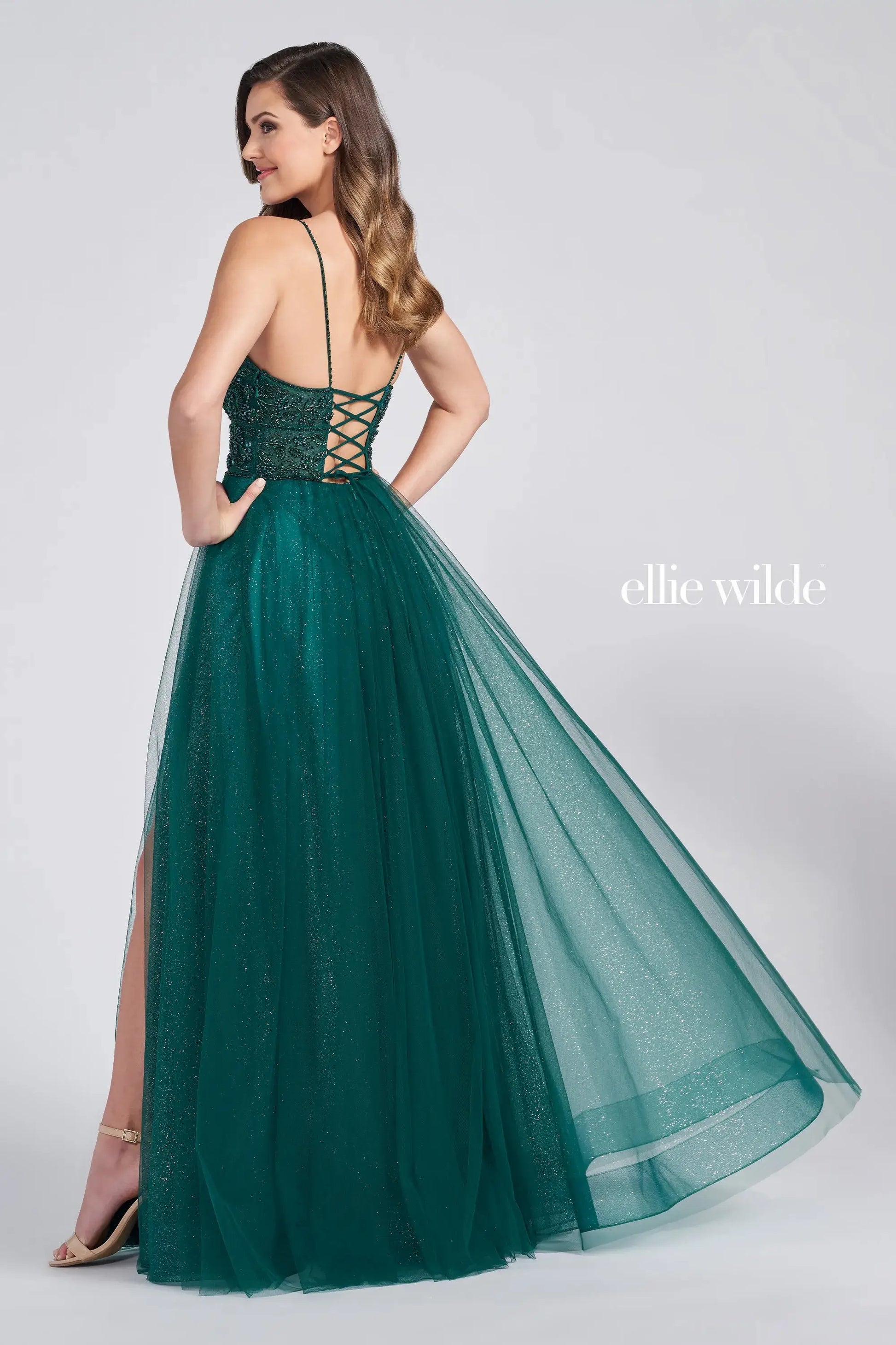 Ellie Wilde EW122066 Long A Line Formal Pocket Prom Dress