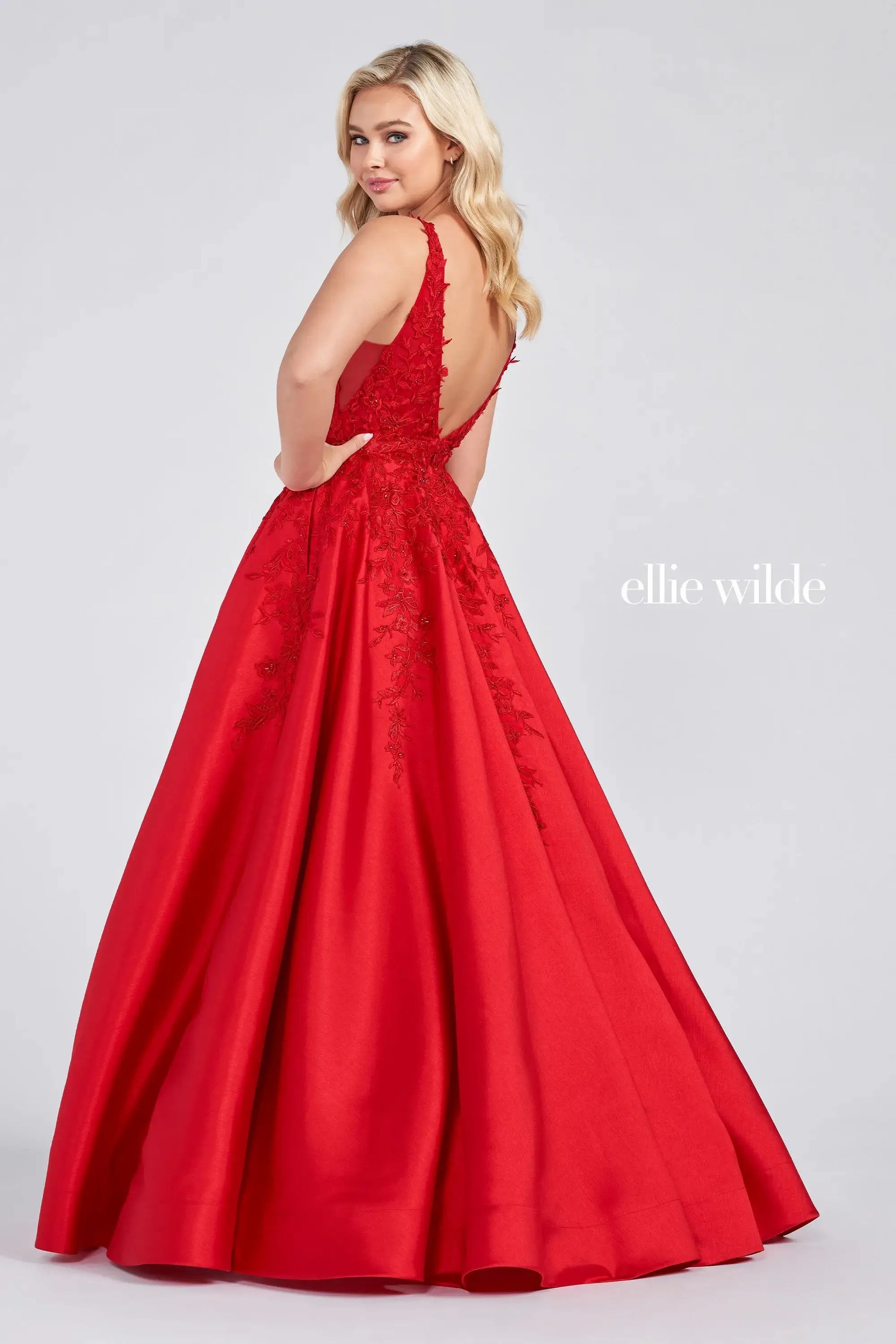 Ellie Wilde EW122074 Slit Long Formal Pocket Prom Gown