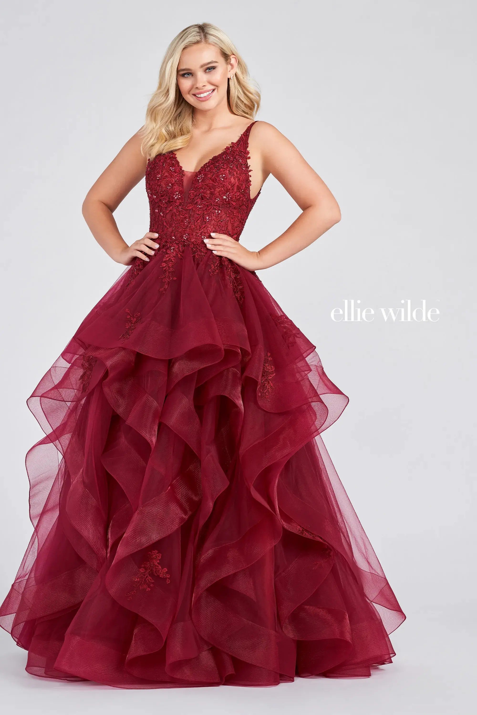 Prom Dresses Prom Long Dress Tiered ball Gown Wine
