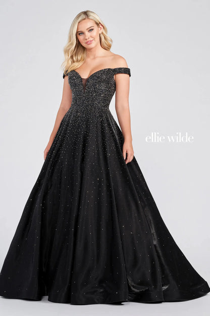 Prom Dresses Long Beaded Ball Gown Pocket Prom Dress Black