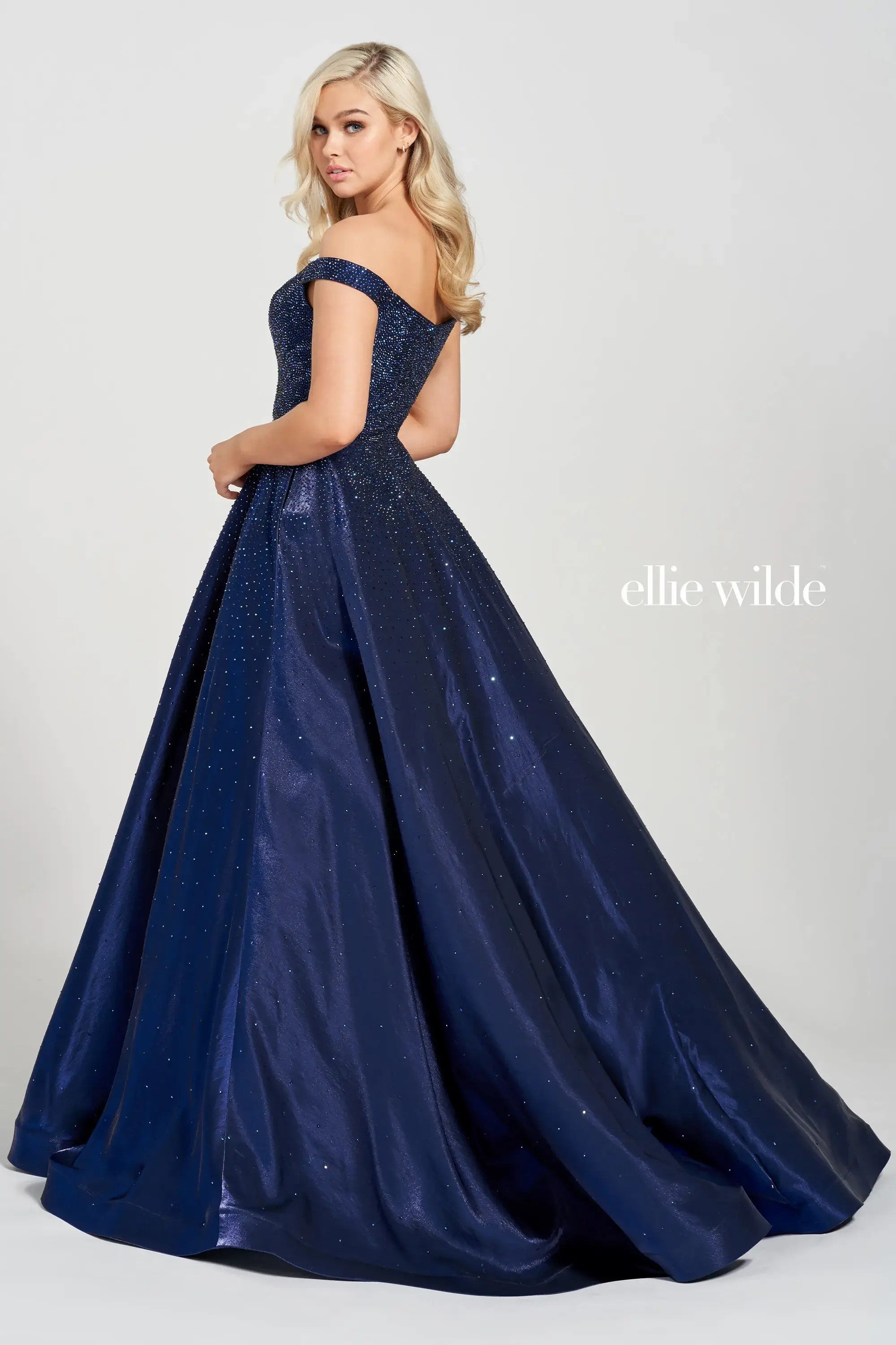 Prom Dresses Long Beaded Ball Gown Pocket Prom Dress Navy Blue