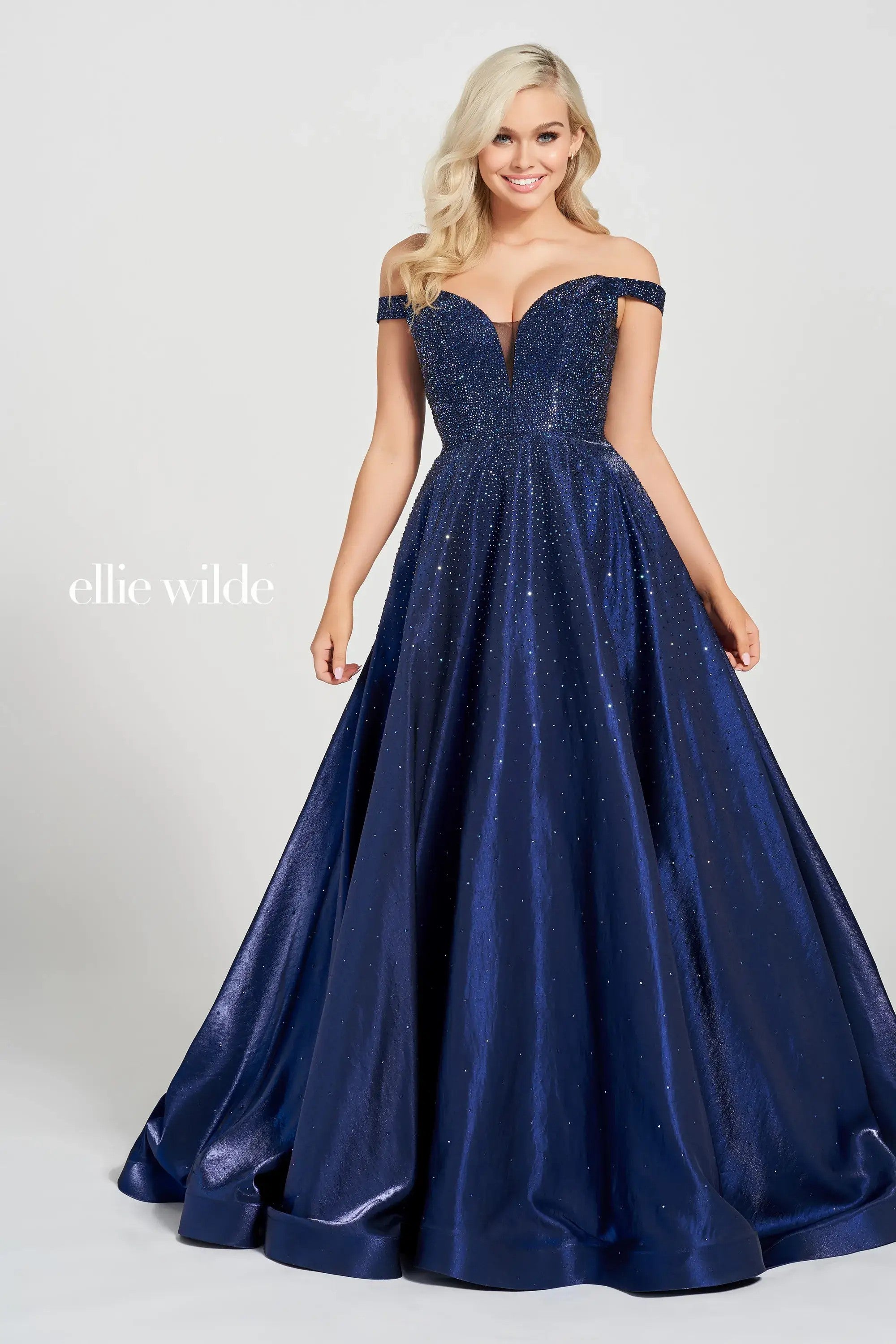Prom Dresses Long Beaded Ball Gown Pocket Prom Dress Navy Blue