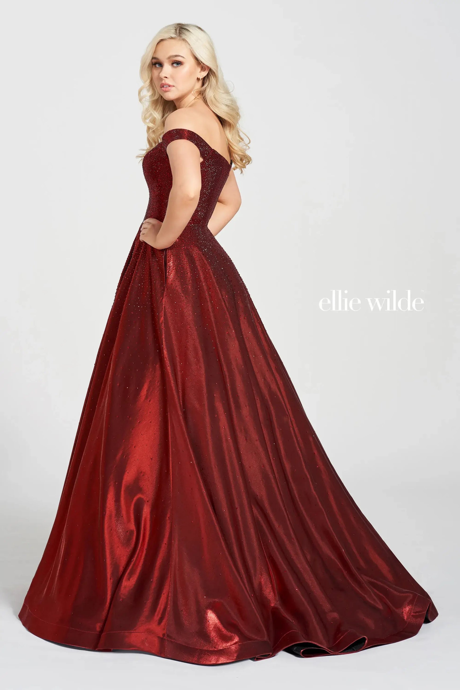 Ellie Wilde EW122106 Long Beaded Ball Gown Pocket Prom Dress