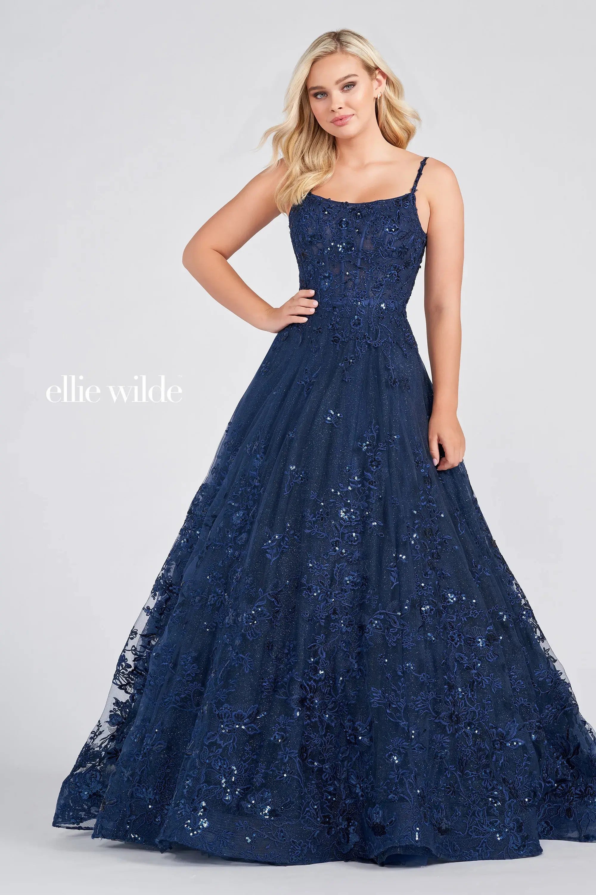 Prom Dresses Long Pocket Ball Gown Prom Dress Navy Blue
