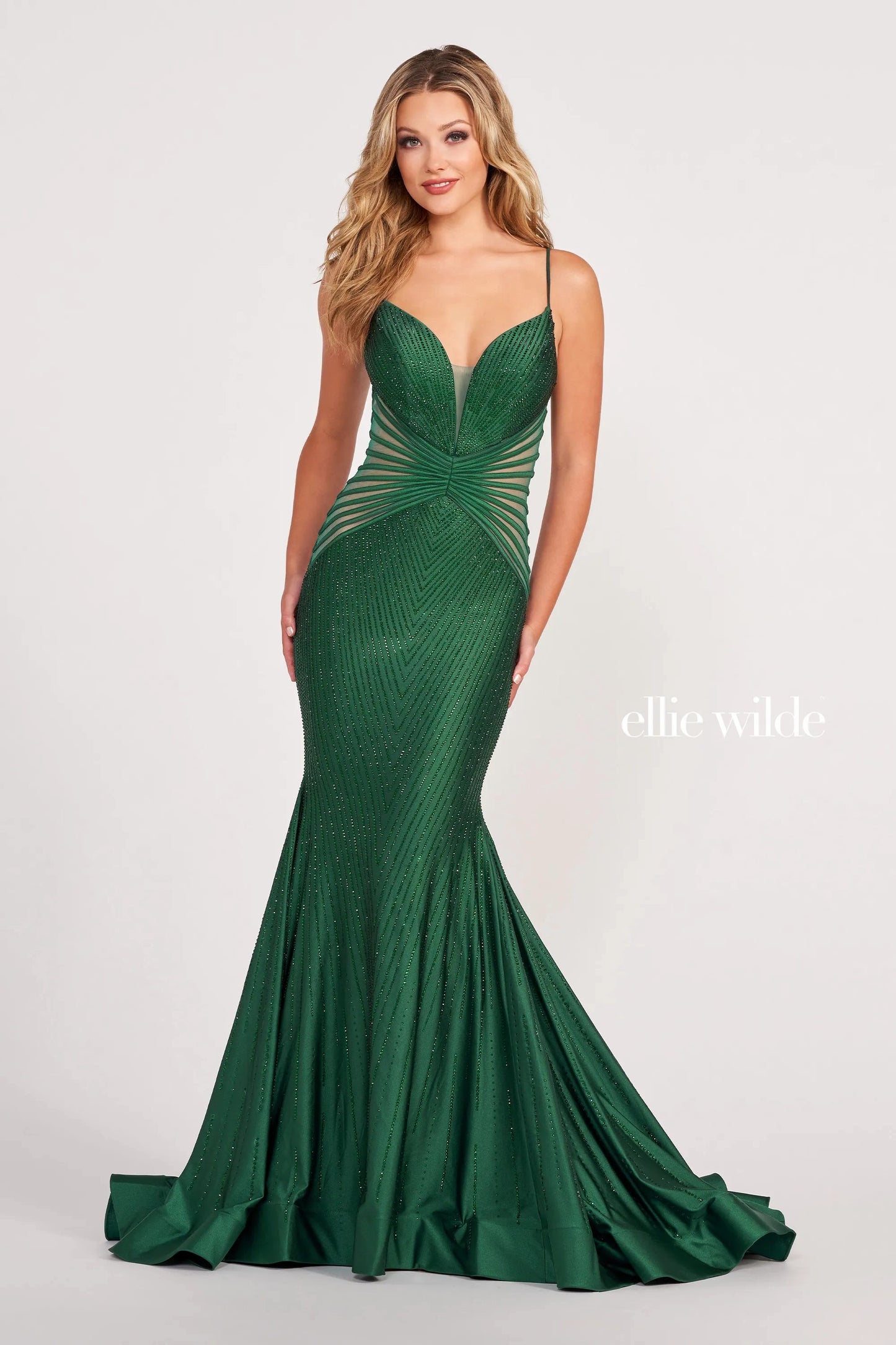Prom Dresses Beaded Mermaid Long Formal Prom Dress Emerald