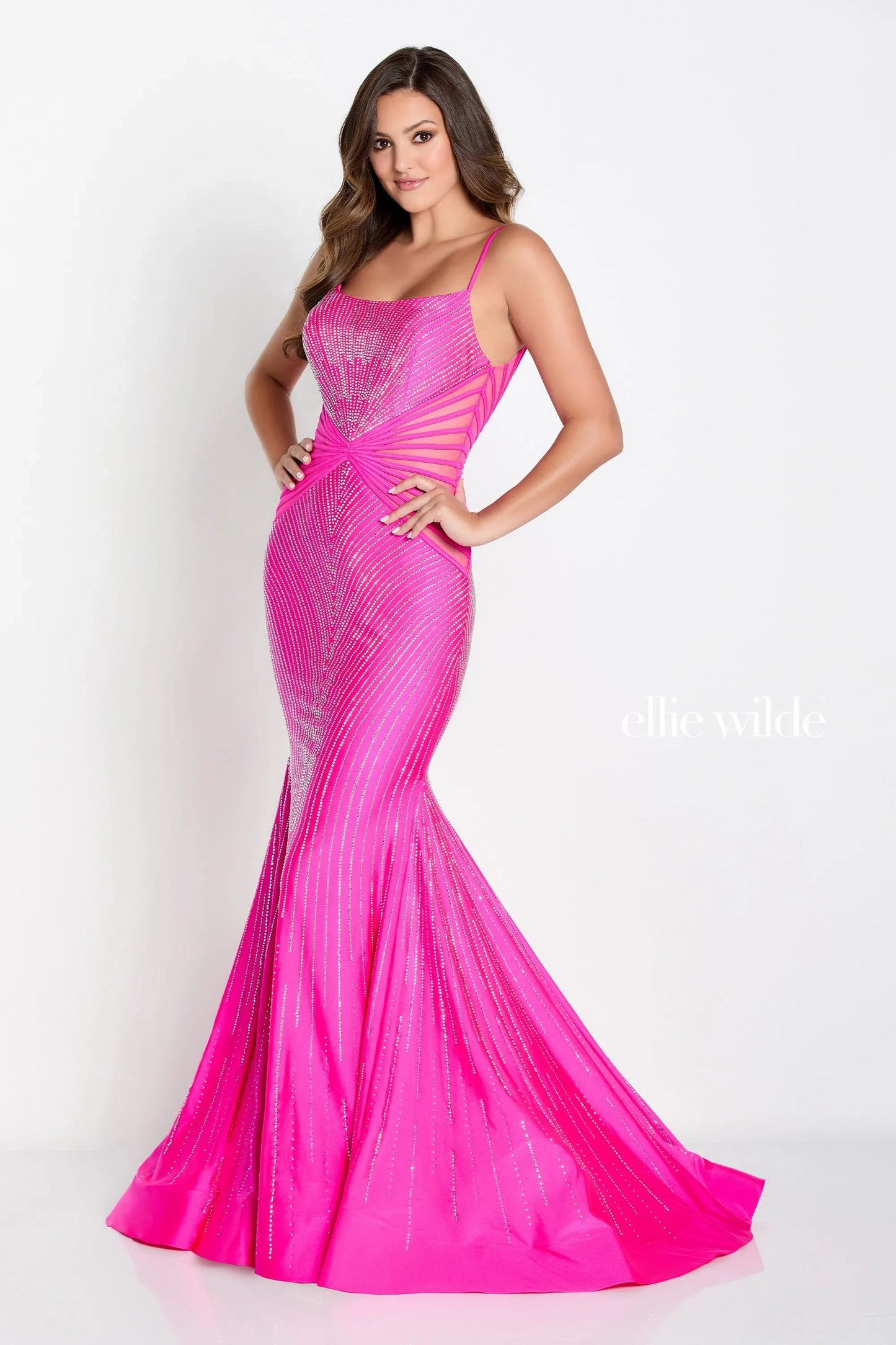 Prom Dresses Long Mermaid Formal Evening Beaded Prom Gown Hot Pink/Silver