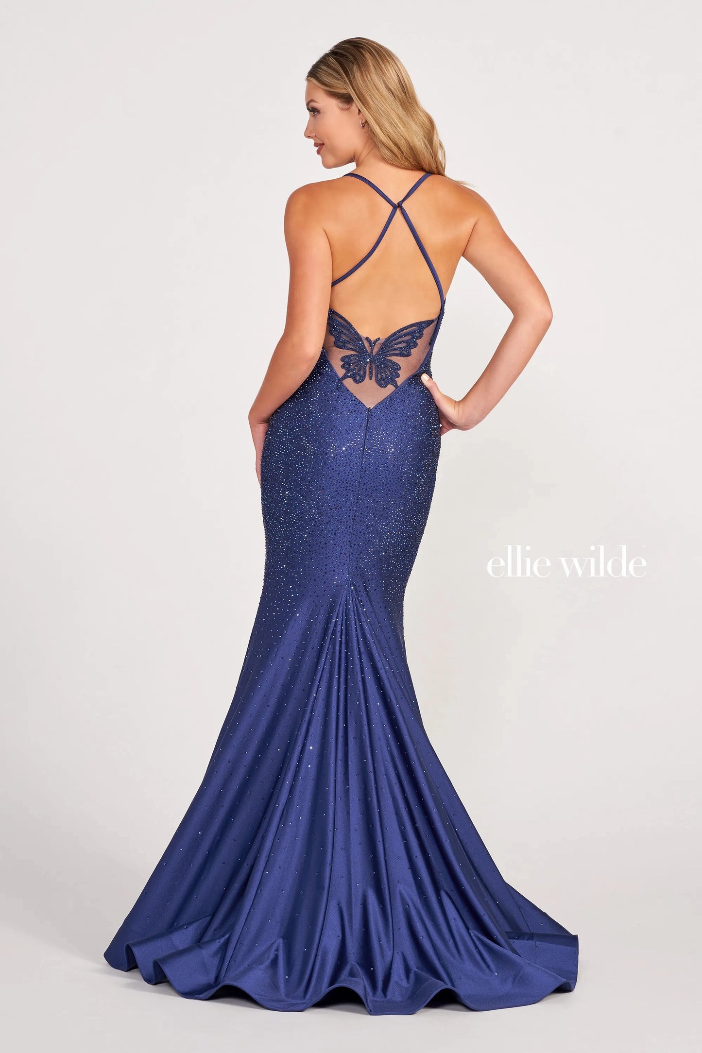 Prom Dresses Long Beaded Formal Prom Gown Navy Blue