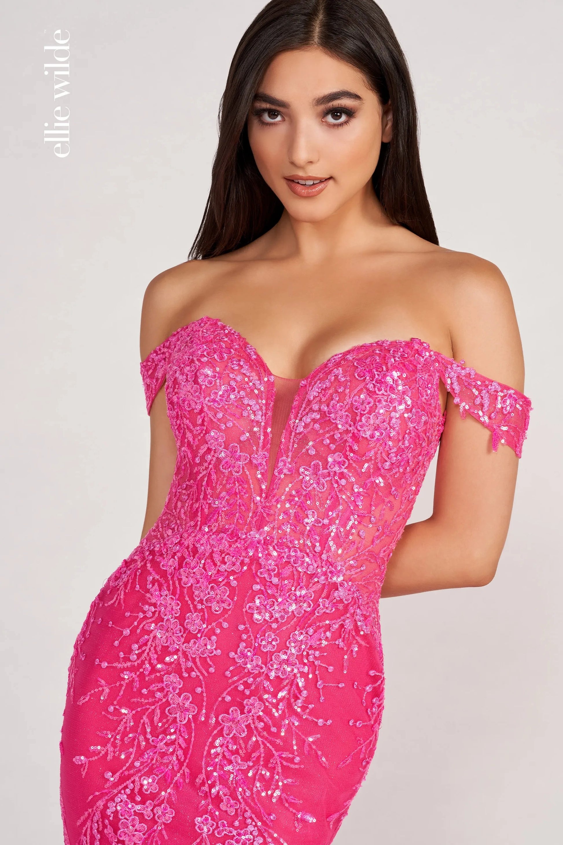 Ellie Wilde EW34007 Long Mermaid Formal Sequin Prom Dress