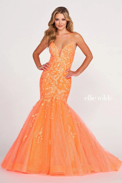 Prom Dresses Prom Mermaid Glitter Long Formal Gown Orange