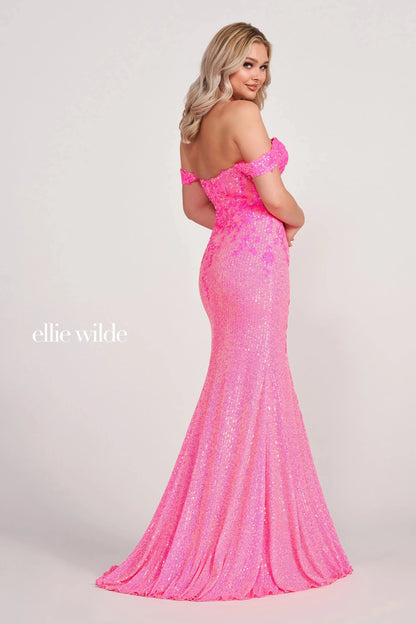 Prom Dresses Long Fitted Slit Formal Prom Gown Hot Pink