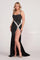 Prom Dresses Prom Fitted Evening Formal Long Gown Black/Silver