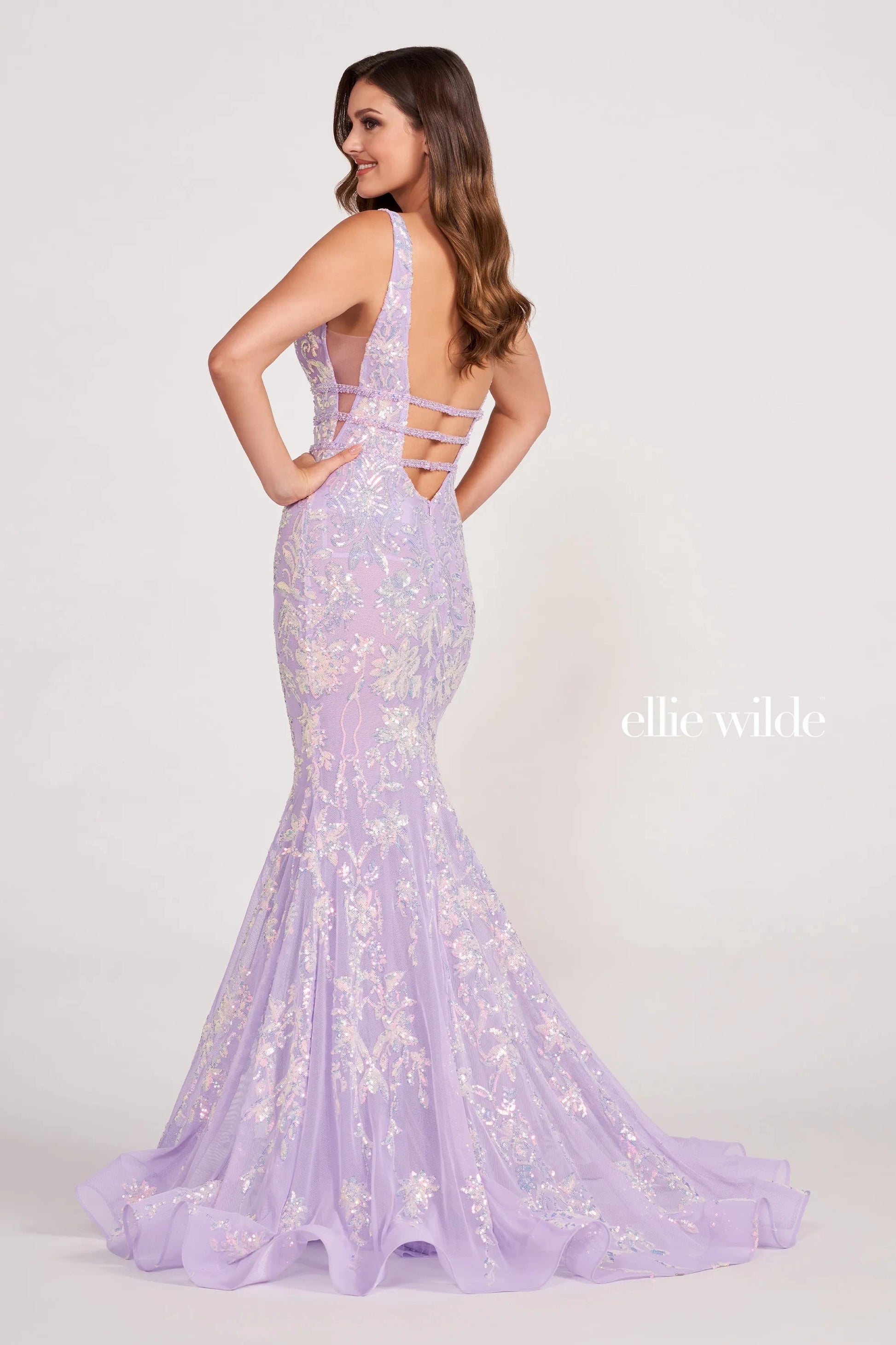 Ellie Wilde EW34041 Beaded Prom Dress Long Fitted Formal Gown