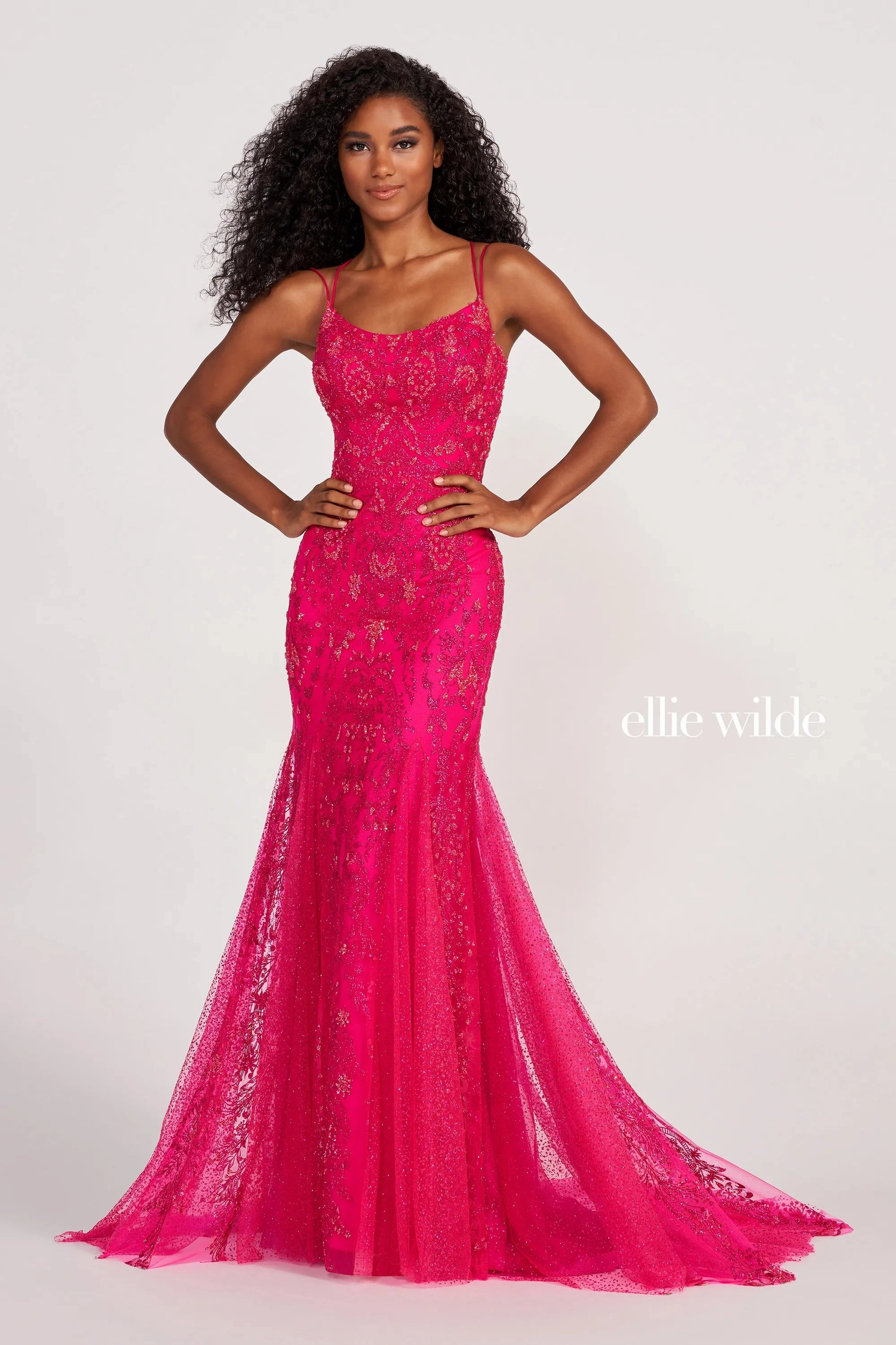 Ellie Wilde EW34045 Beaded Mermaid Evening Long Prom Gown