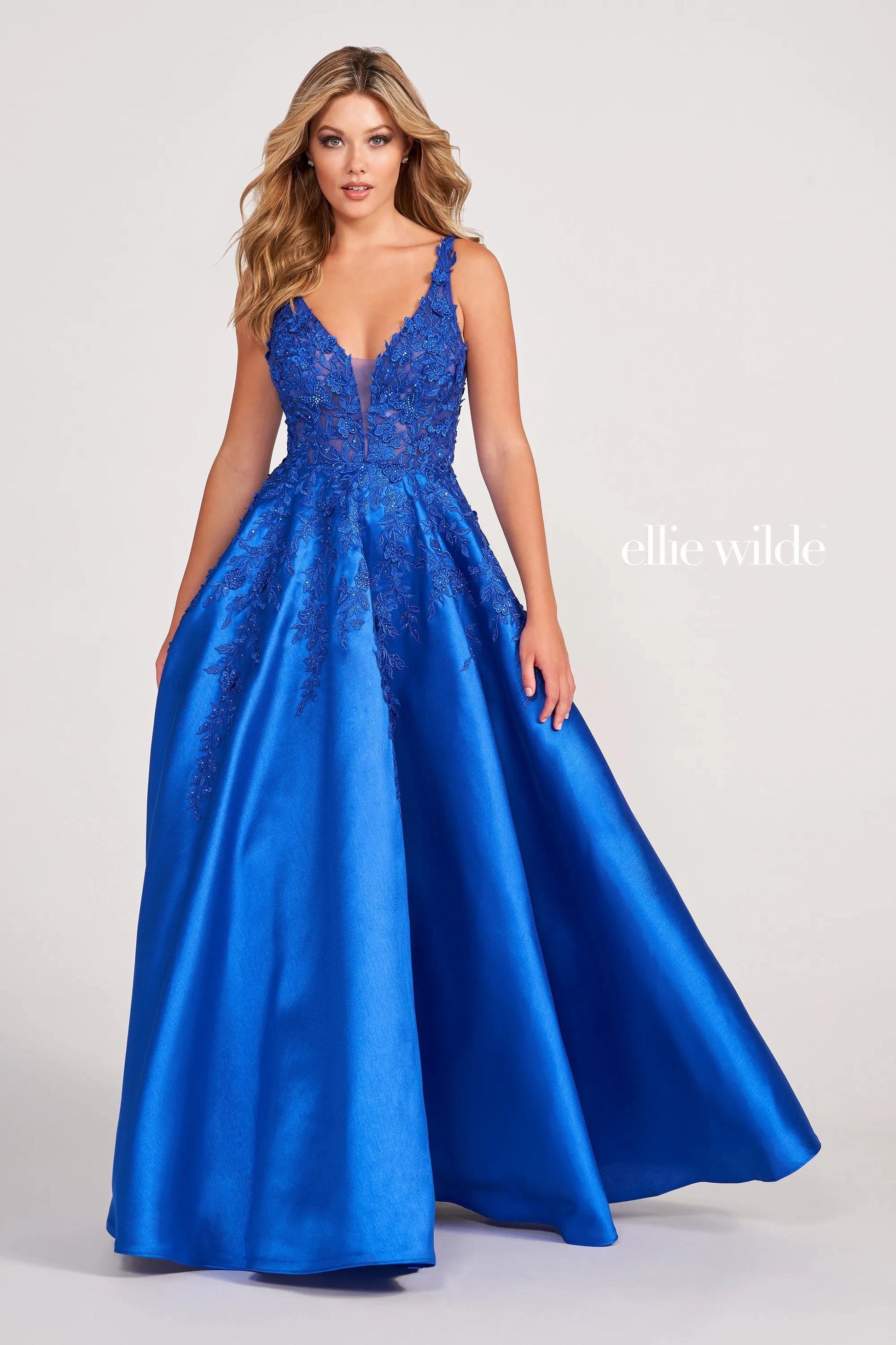 Ellie Wilde EW34050 Long Ball Gown Beaded Pocket Prom Dress