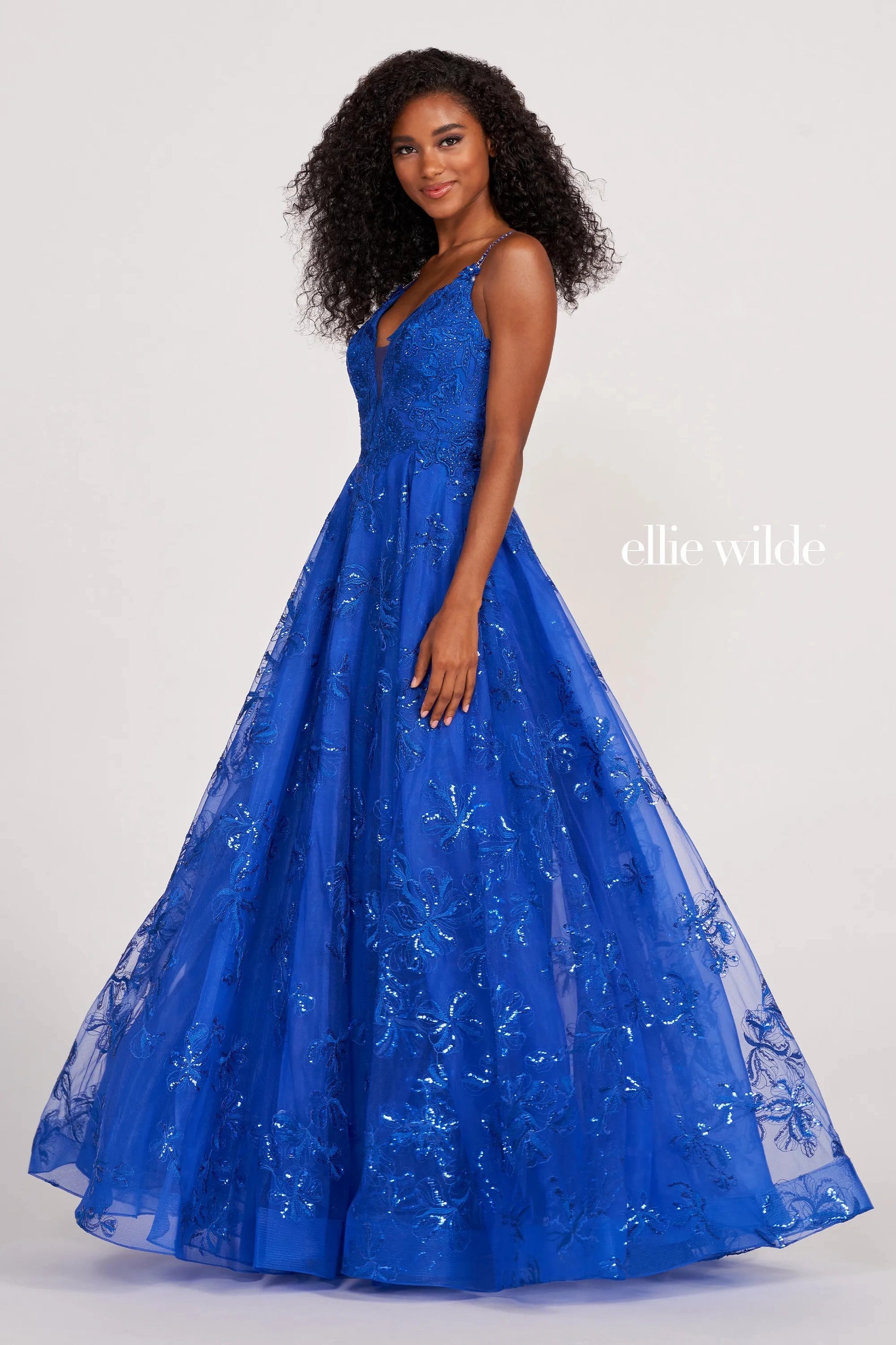 Ellie Wilde EW34051 Long Pocket Ball Gown Sequin Prom Dress
