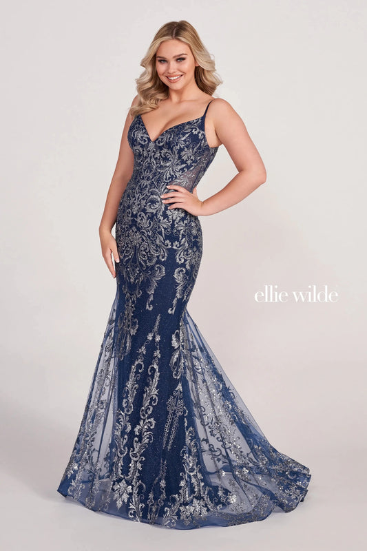 Prom Dresses Fitted Long Formal Evening Prom Dress Navy Blue