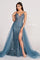 Prom Dresses Long Fitted Overskirt Prom Formal Dress Steel Blue