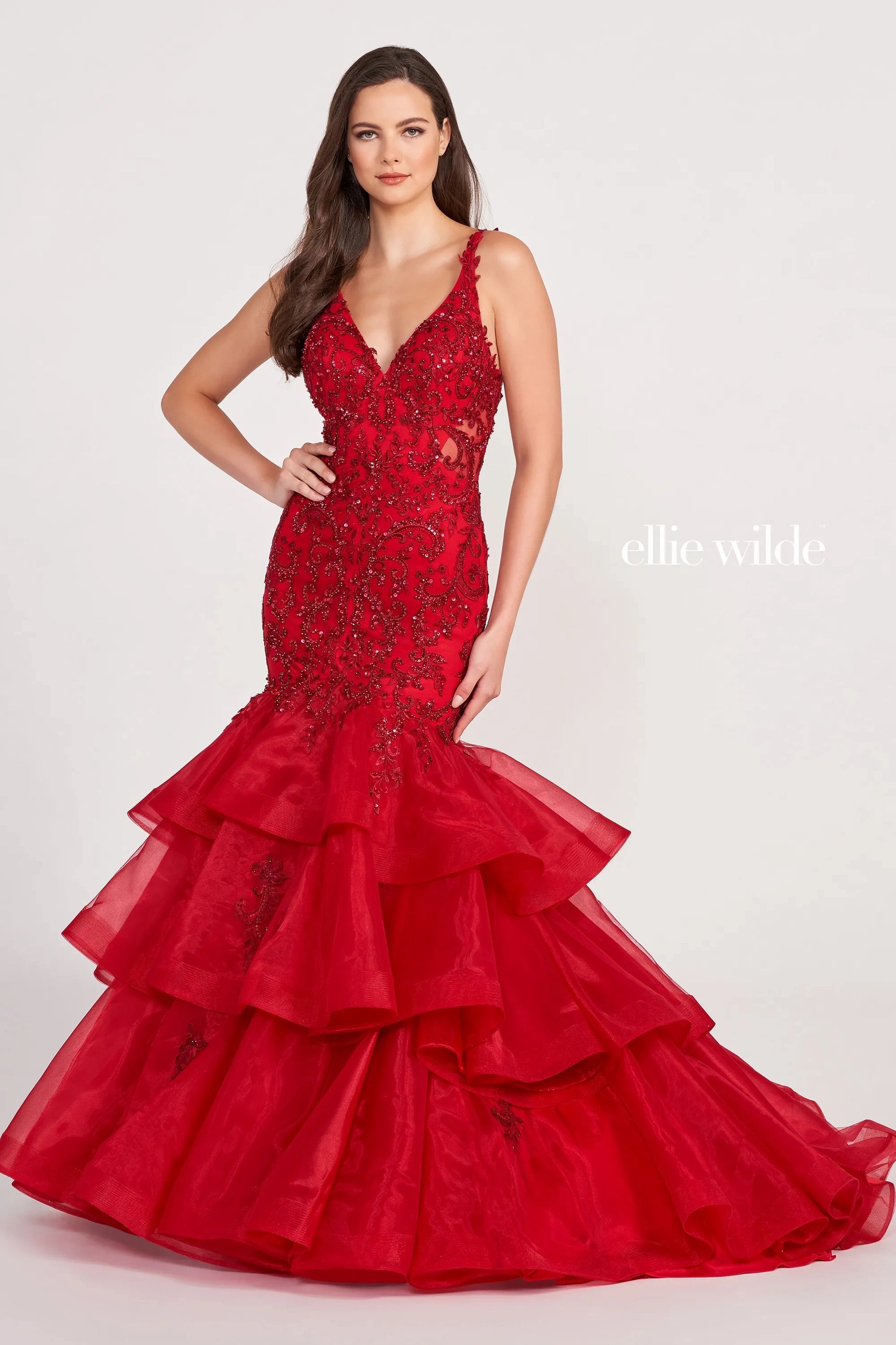 Ellie Wilde EW34082 Prom Mermaid Beaded Long Ball Gown