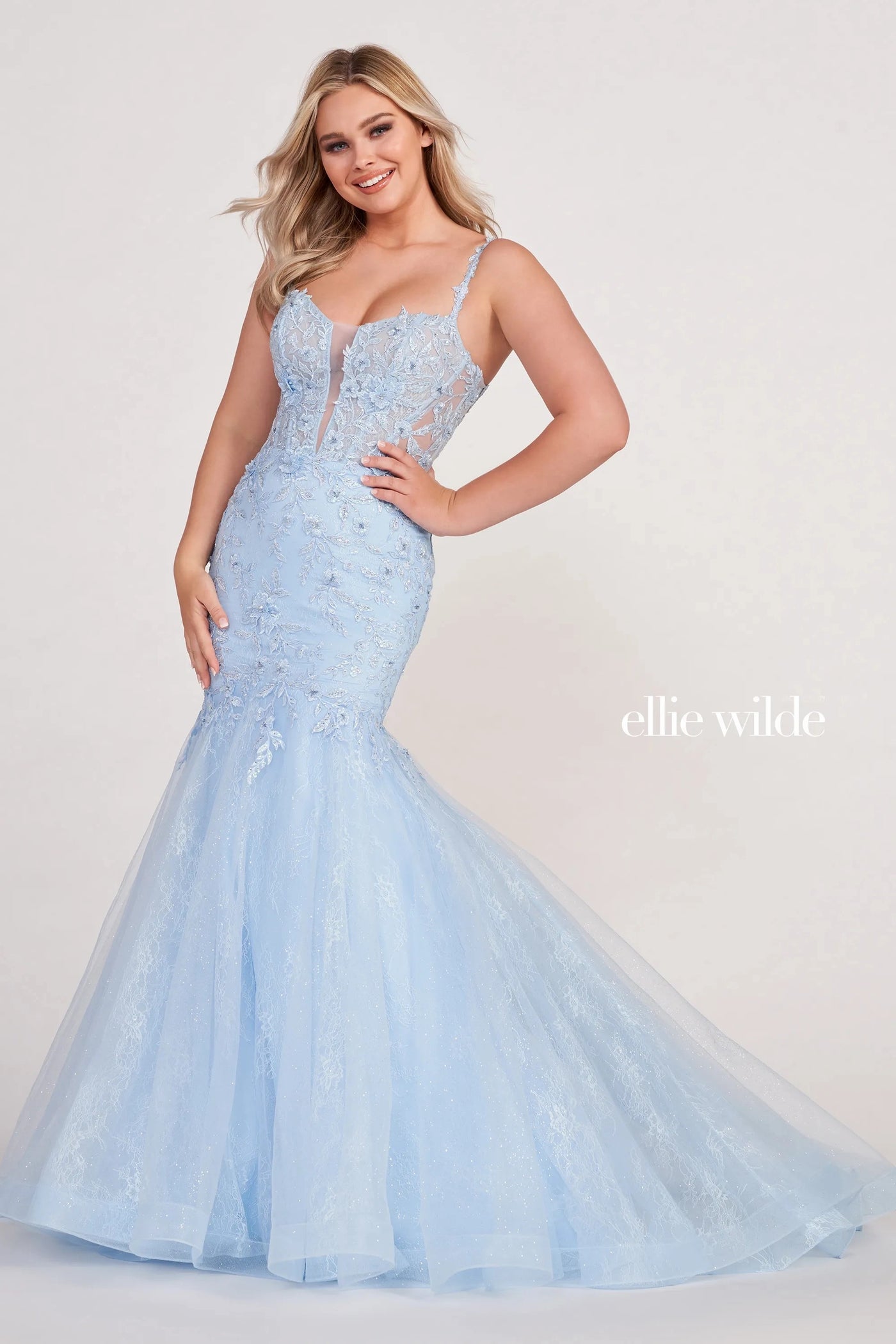 Prom Dresses Long Mermaid Beaded Prom Formal Dress Light Blue