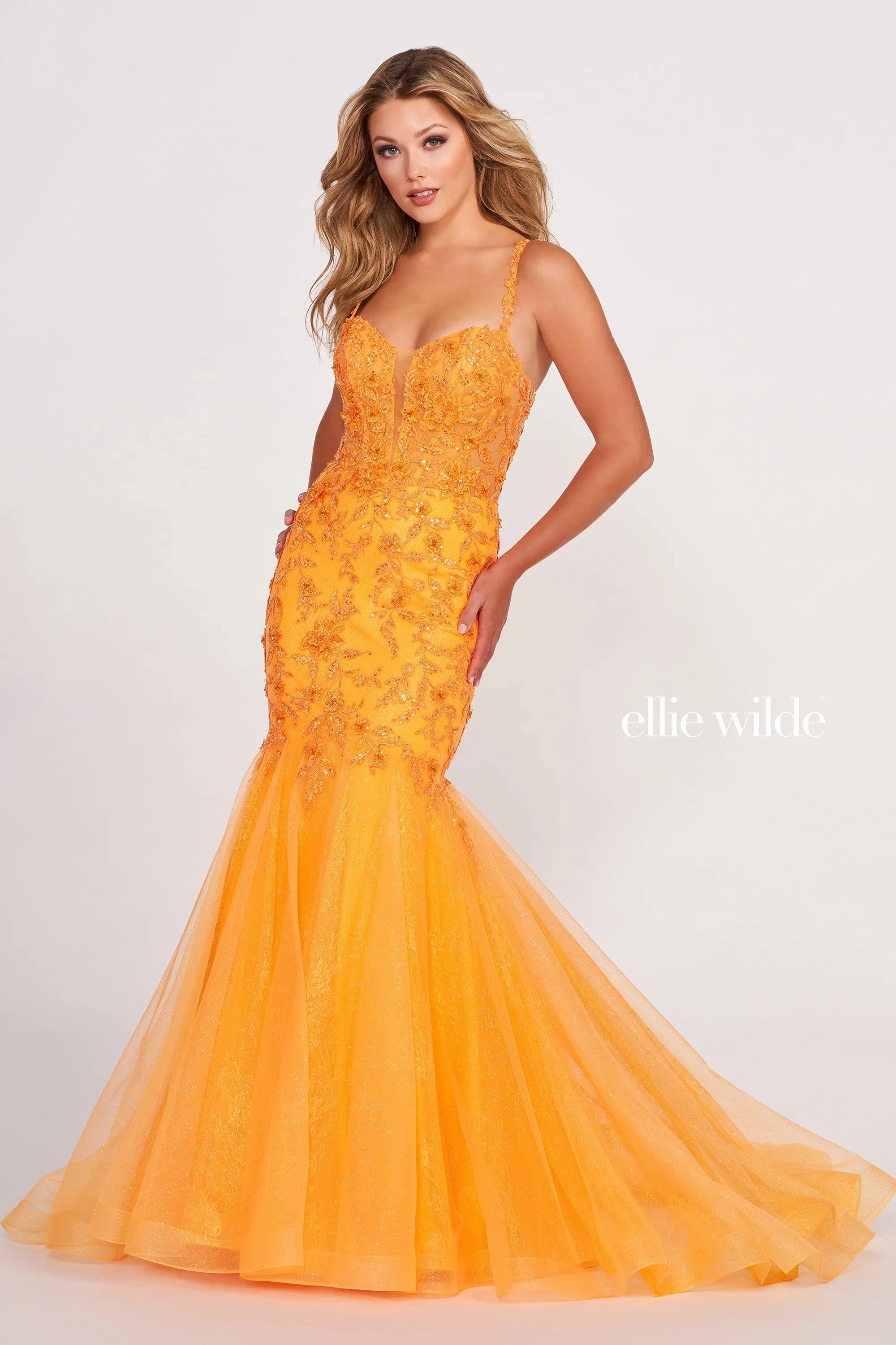 Prom Dresses Long Mermaid Beaded Prom Formal Dress Orange