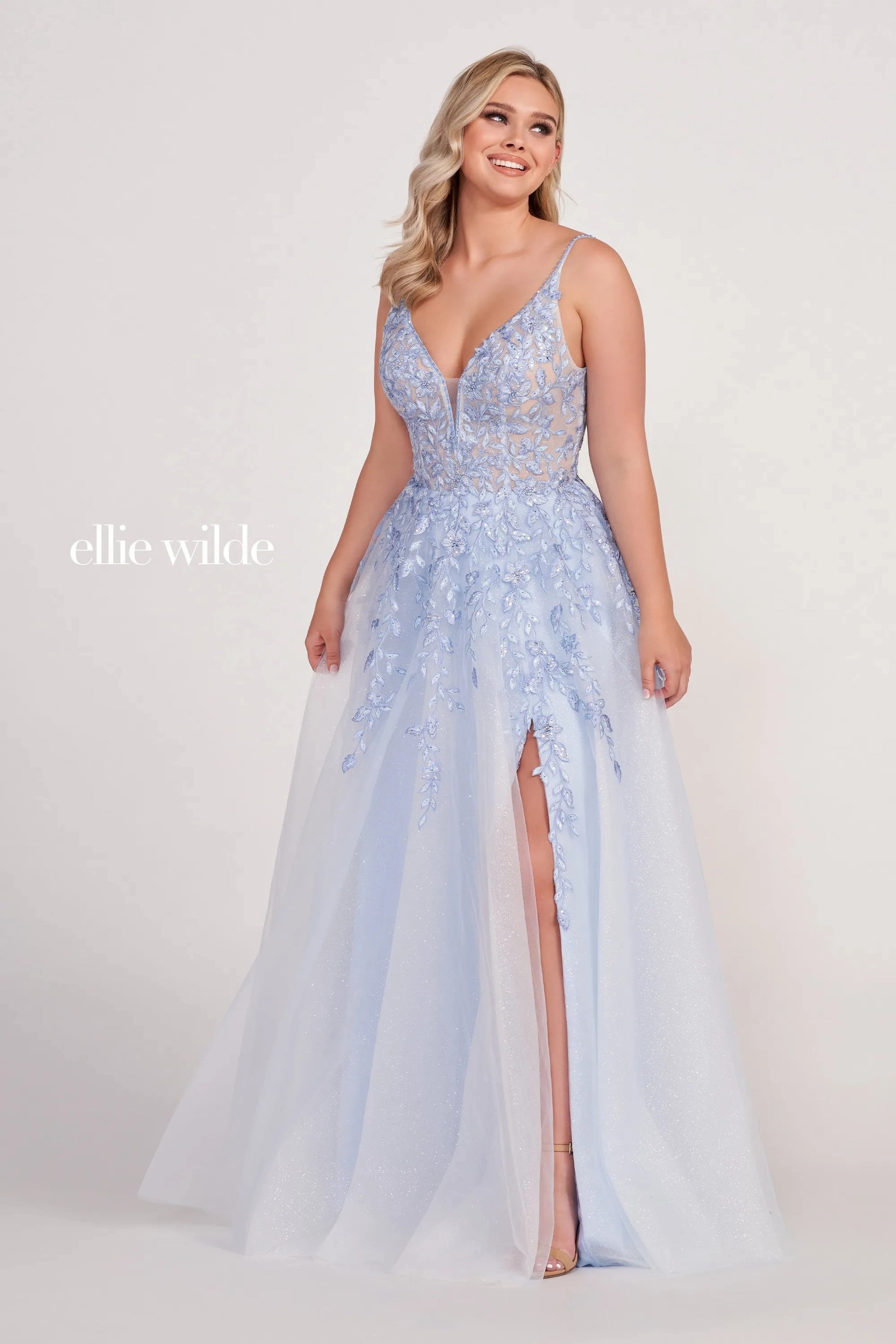 Ellie Wilde EW34089 Long Glitter Applique Prom Ball Gown