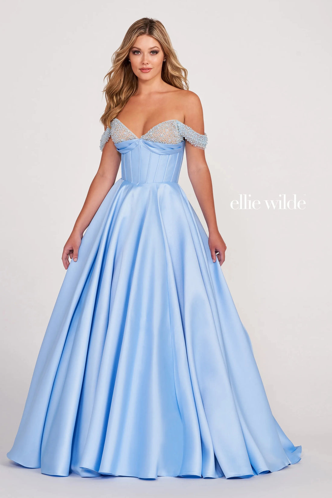 J&J Fashion 3062 Long Formal A-Line Dress with Beaded Bodice