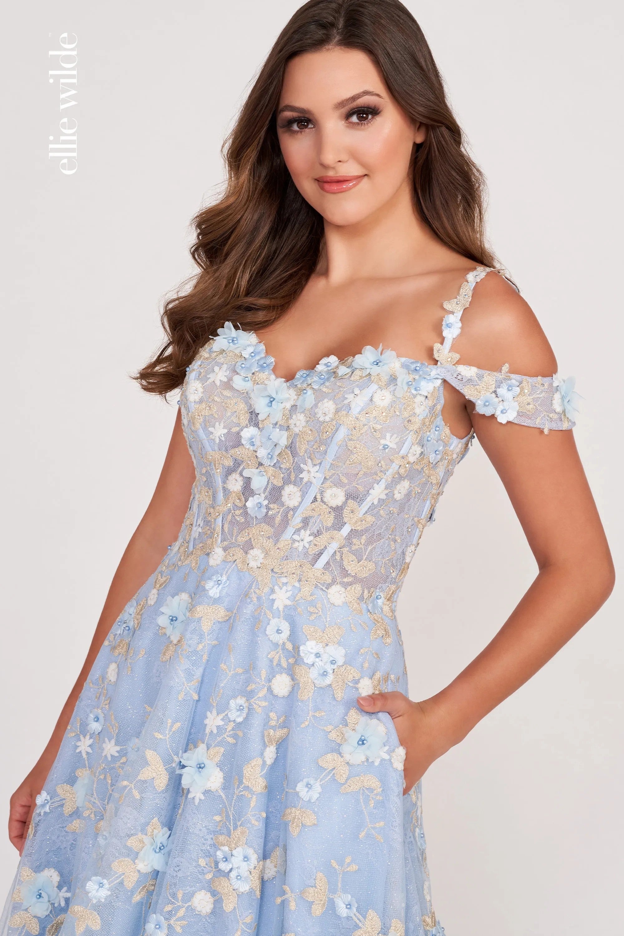 Prom Dresses Evening Formal Long Prom Dress Light Blue Light Gold