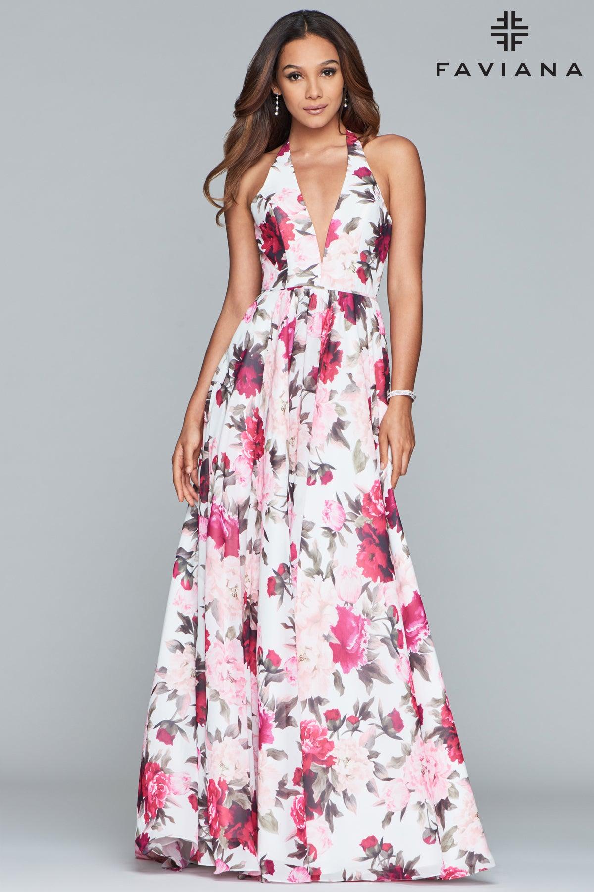 Faviana Halter Long Formal Gown S10278 - The Dress Outlet
