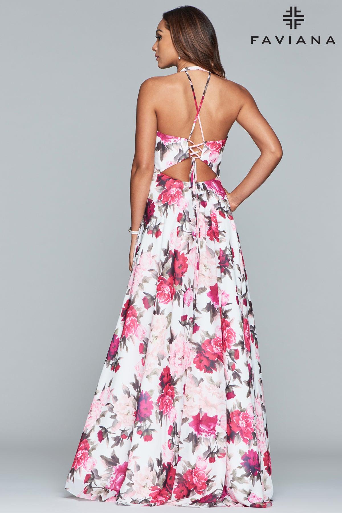 Faviana Halter Long Formal Gown S10278 - The Dress Outlet