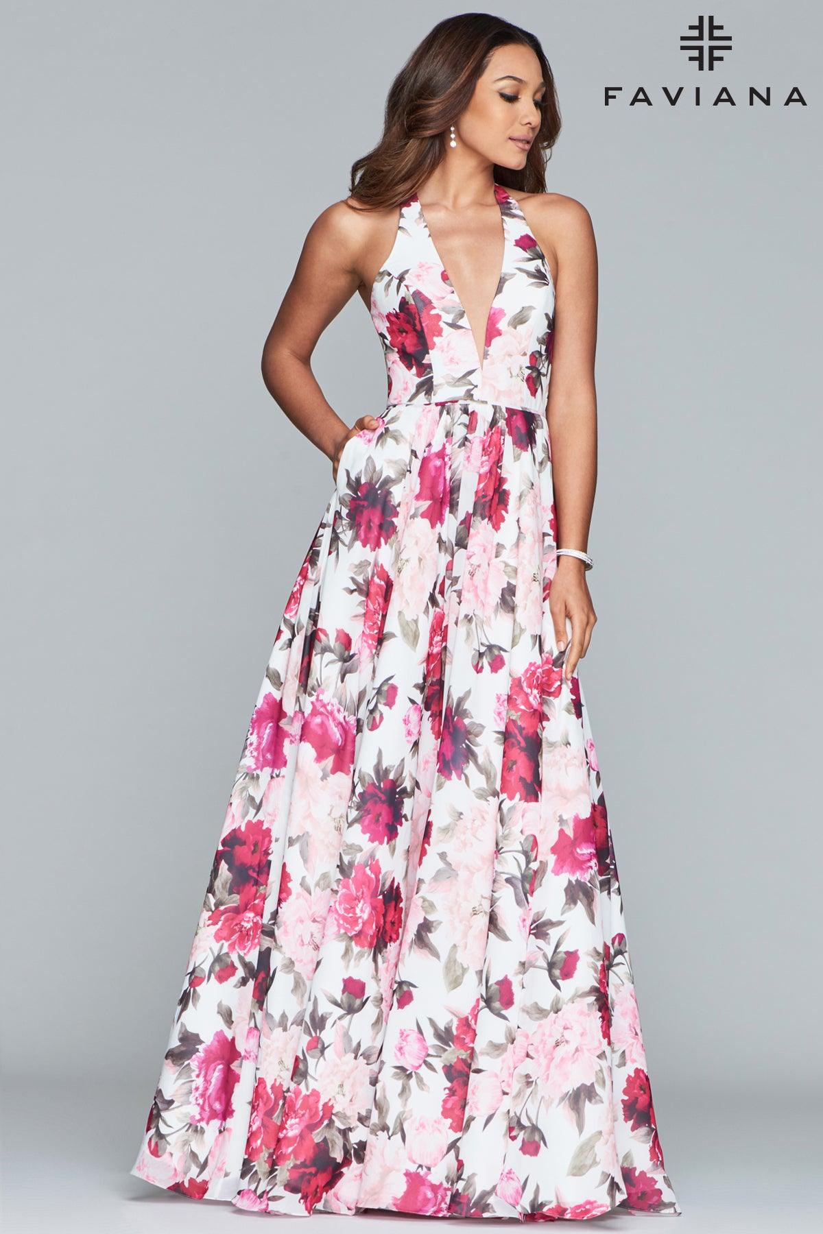 Faviana Halter Long Formal Gown S10278 - The Dress Outlet