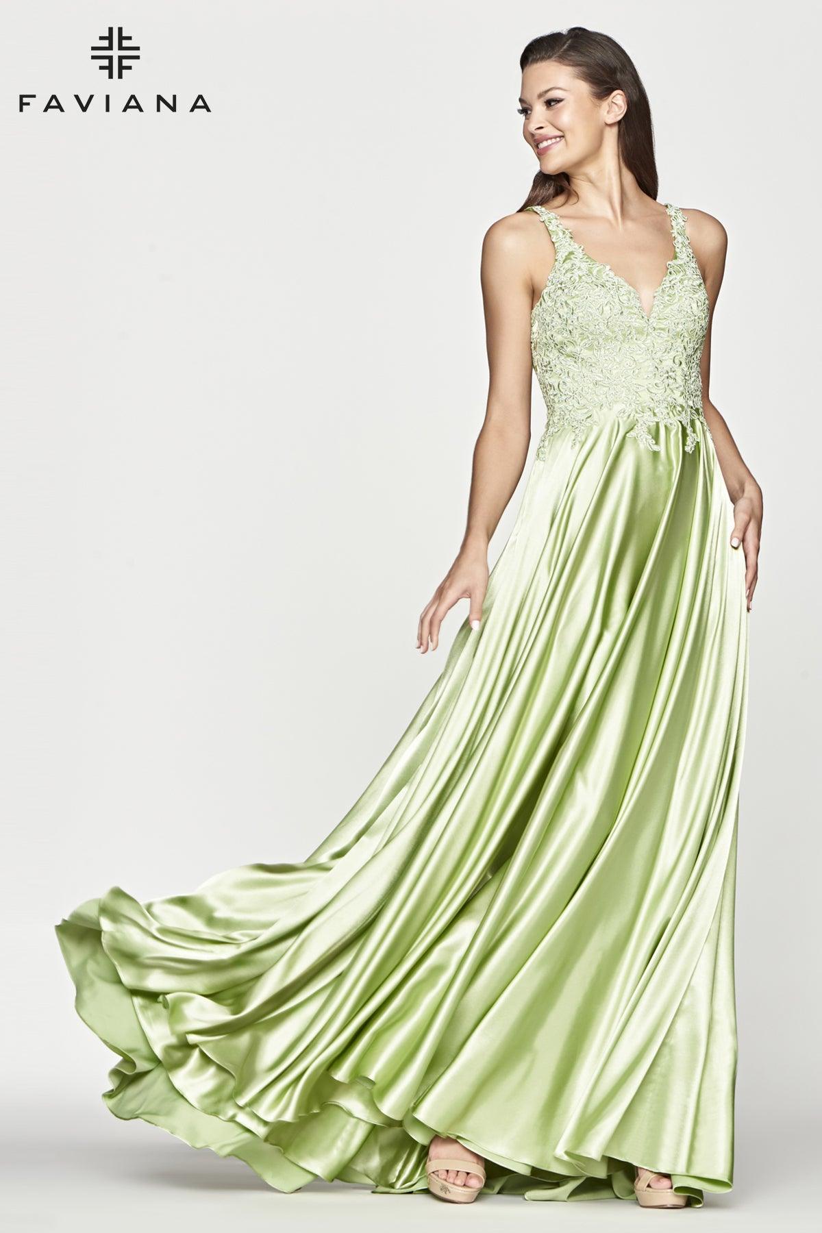 Faviana Long A-Line Prom Dress S10642 - The Dress Outlet