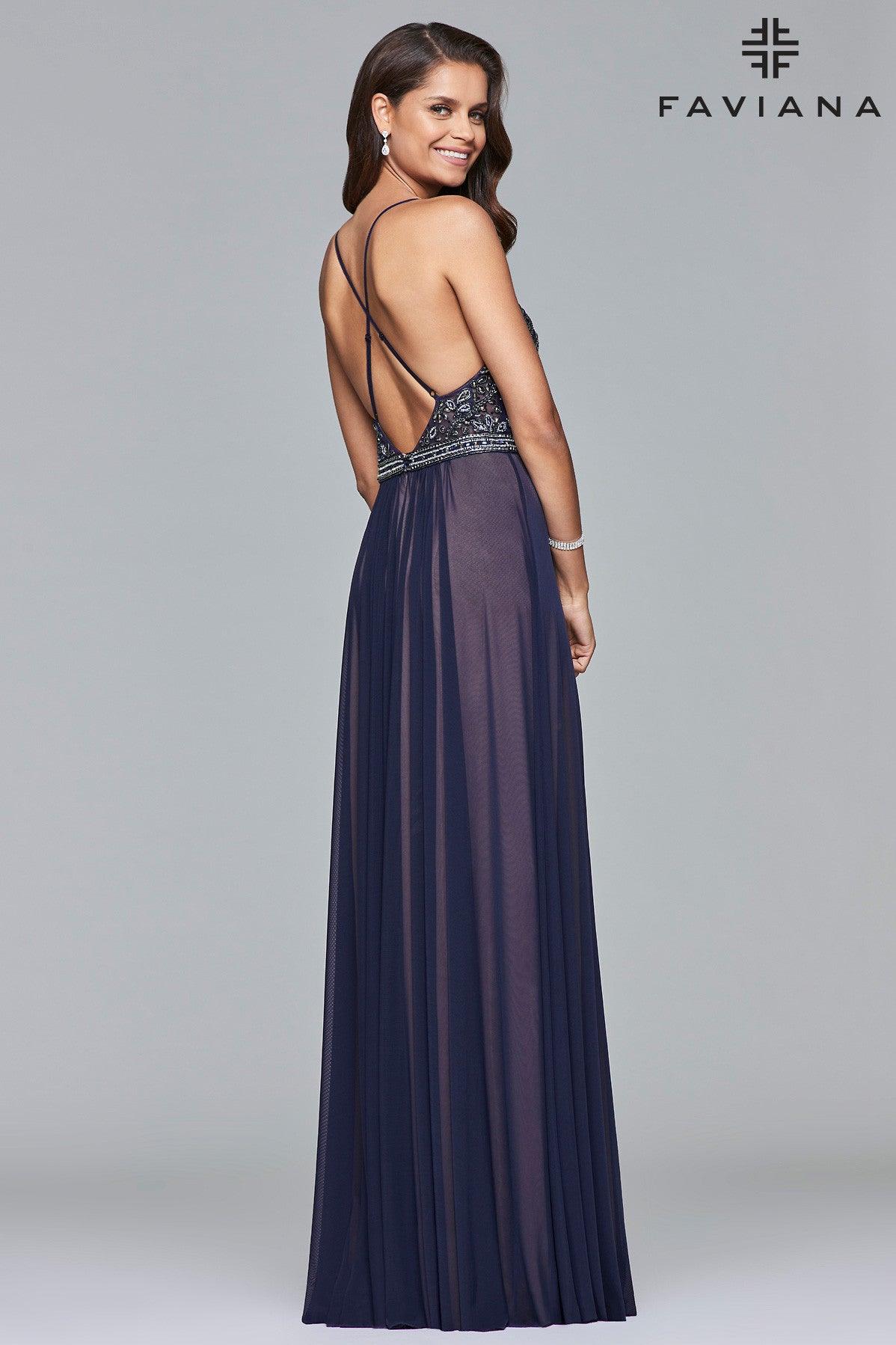 Faviana Long Mesh Bridesmaid Dress FA10020 - The Dress Outlet