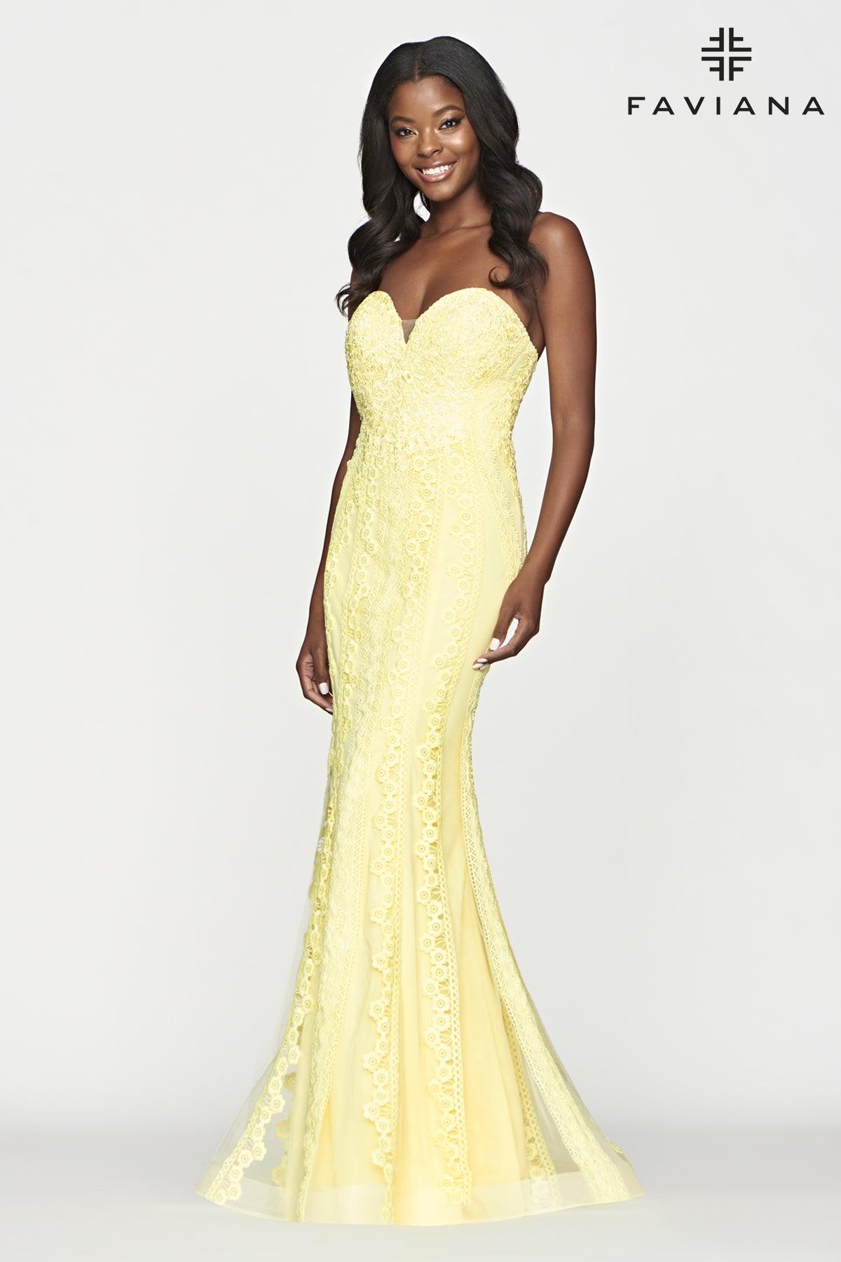 Faviana Long Strapless Prom Dress S10665 - The Dress Outlet