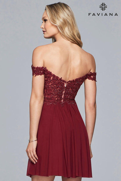 Faviana Off Shoulder Short Prom Dress 10155 - The Dress Outlet