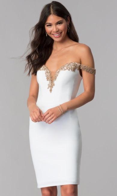 Faviana Off Shoulder Short Prom Dress S10152 - The Dress Outlet