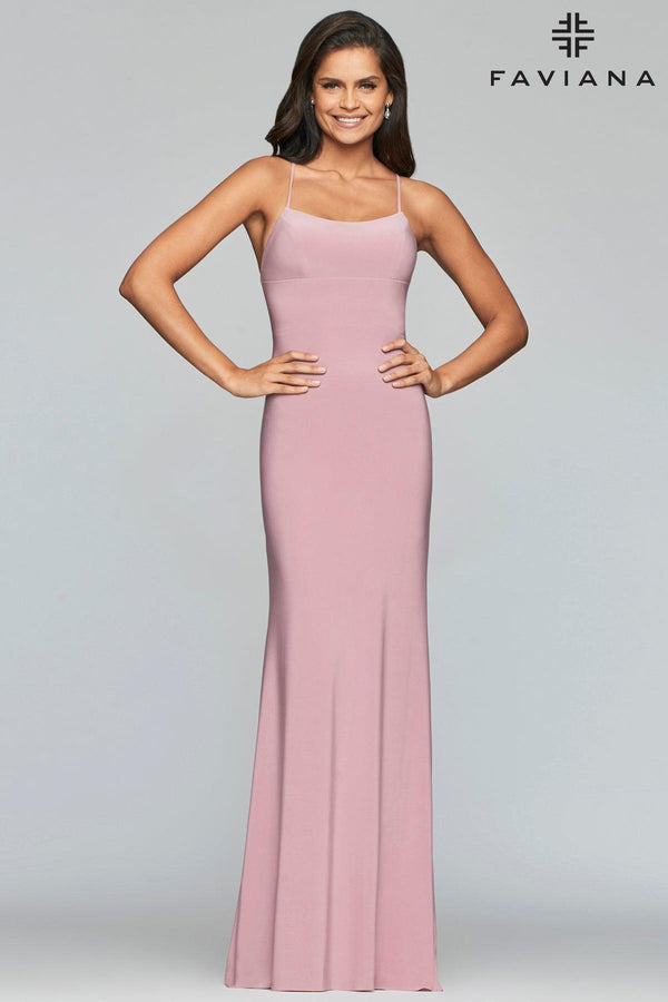 Faviana Spaghetti Strap Long Formal Gown S10205