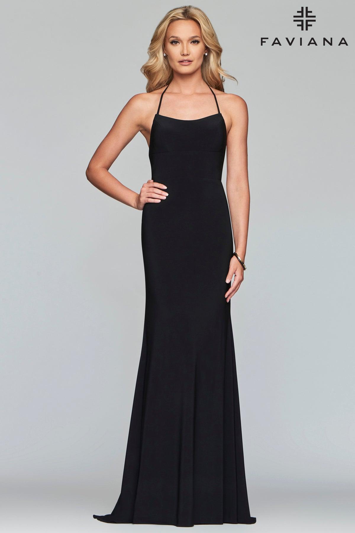 Faviana Spaghetti Strap Long Formal Gown S10205 - The Dress Outlet