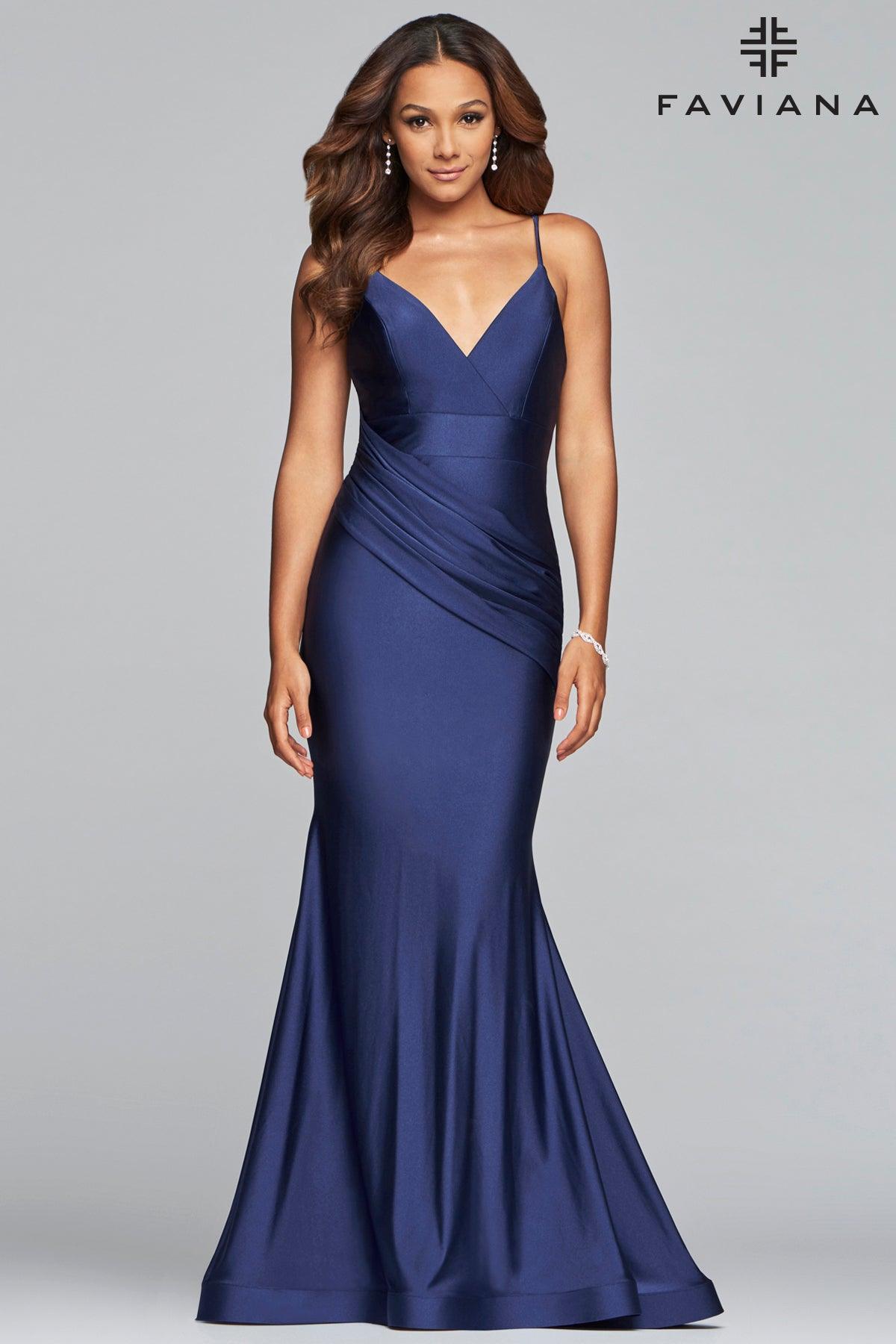 Faviana Spaghetti Strap Long Formal Gown S10212 - The Dress Outlet