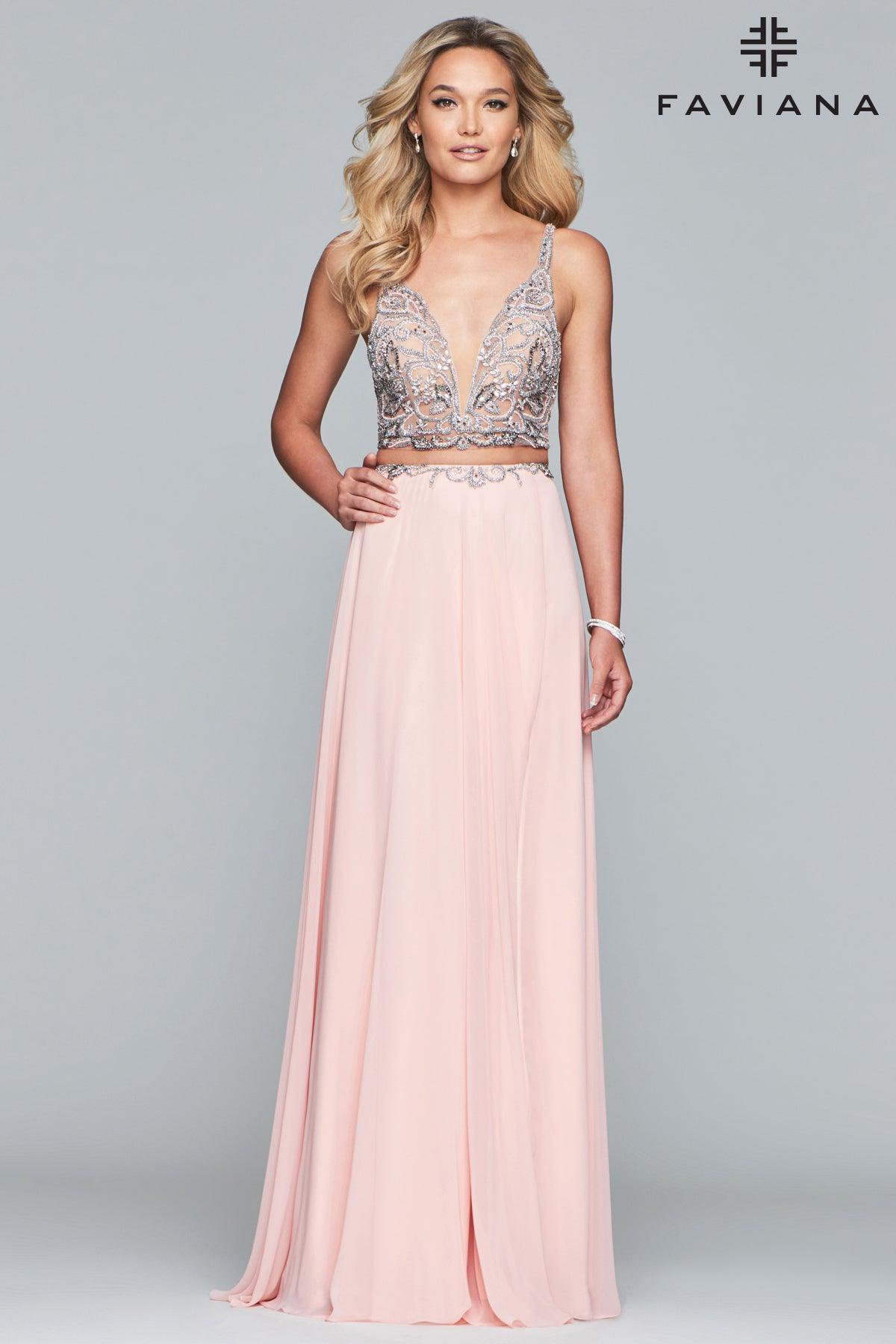 Faviana Two Piece Long Gown S10244 - The Dress Outlet