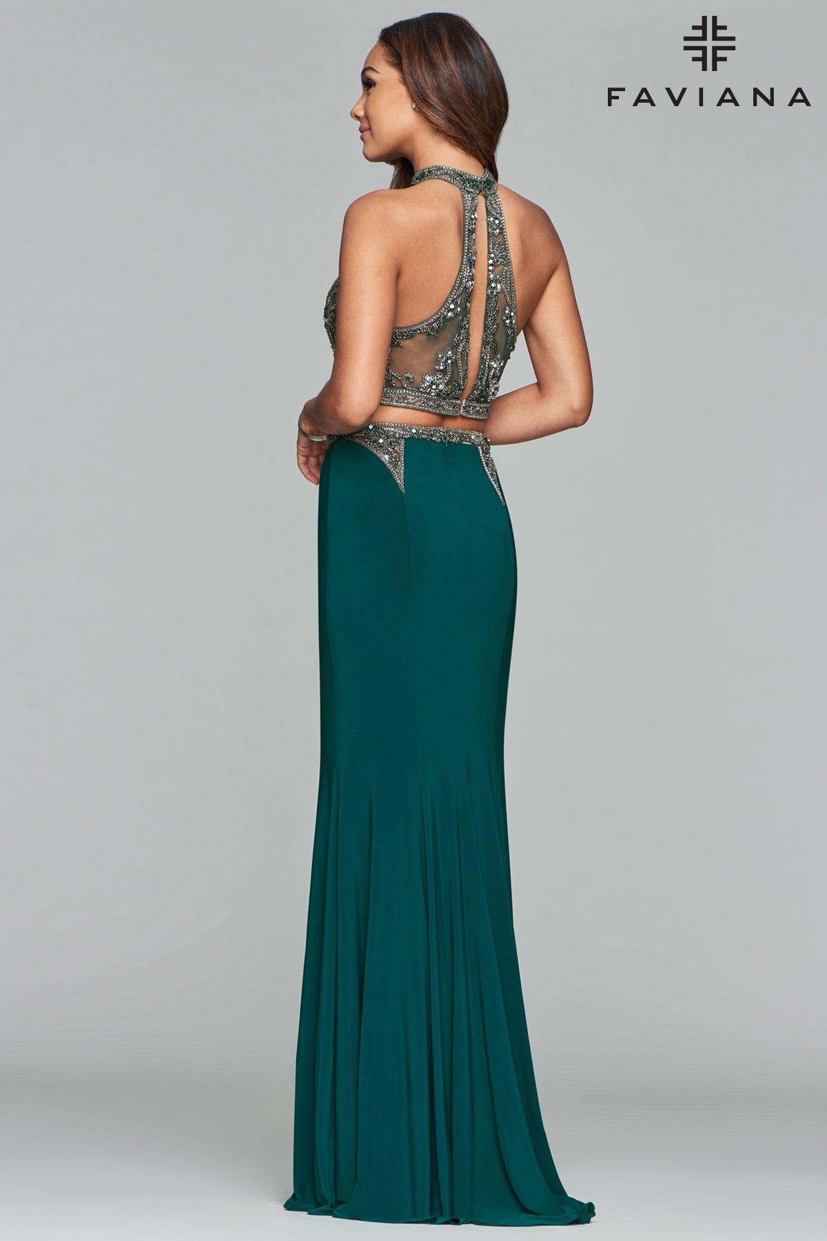 Faviana Two Piece Sleeveless Long Gown S10003 - The Dress Outlet