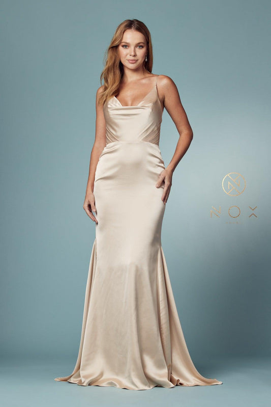 Fit and Flare Long Prom Dress Champagne