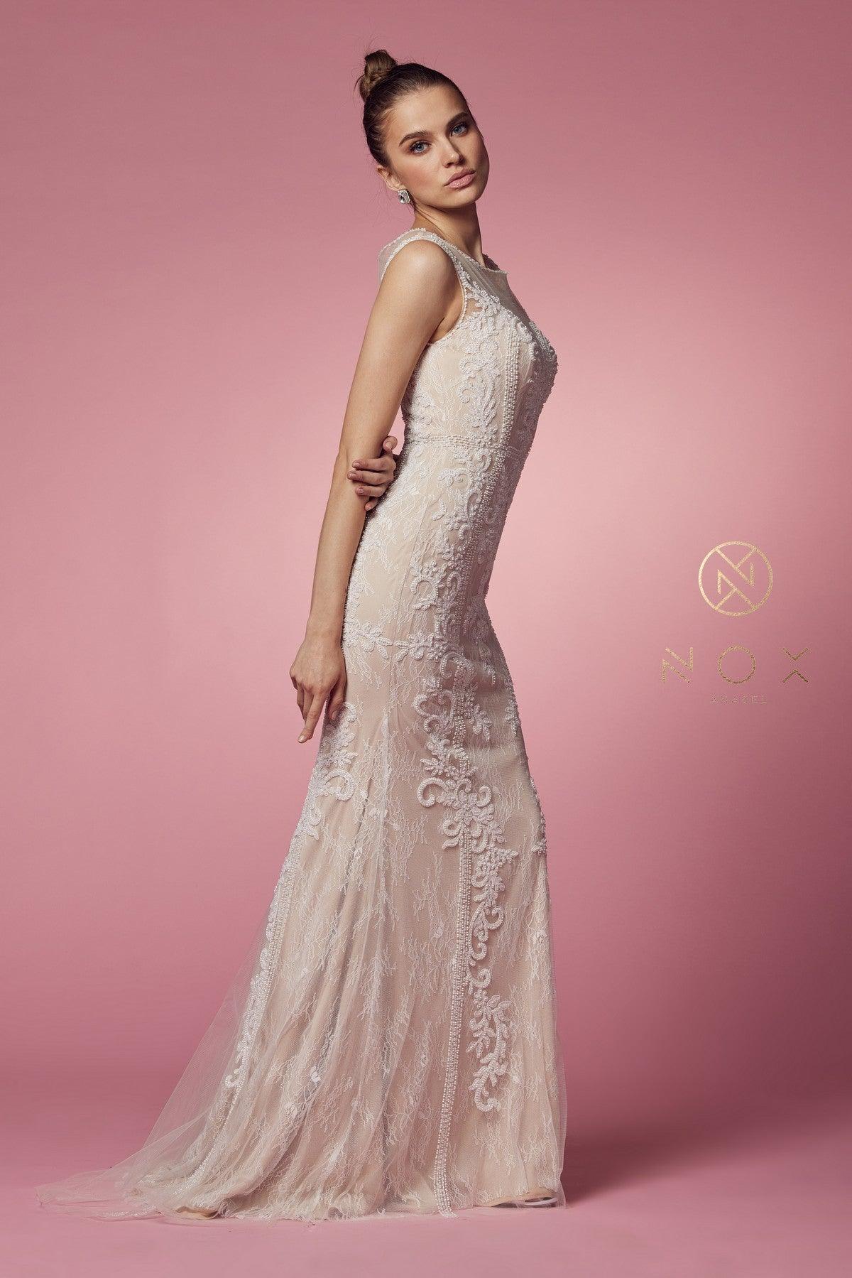 Navy Blue Fit and Flare Long Prom Dress